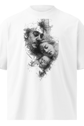 Unisex organic oversized high neck - "Beautiful Chaos Scribble Art" t-shirt