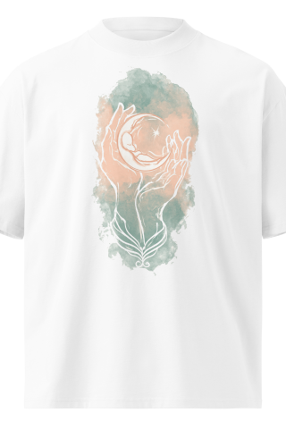 Unisex organic oversized high neck - "Cradled Crescent New Parent Guardian" t-shirt