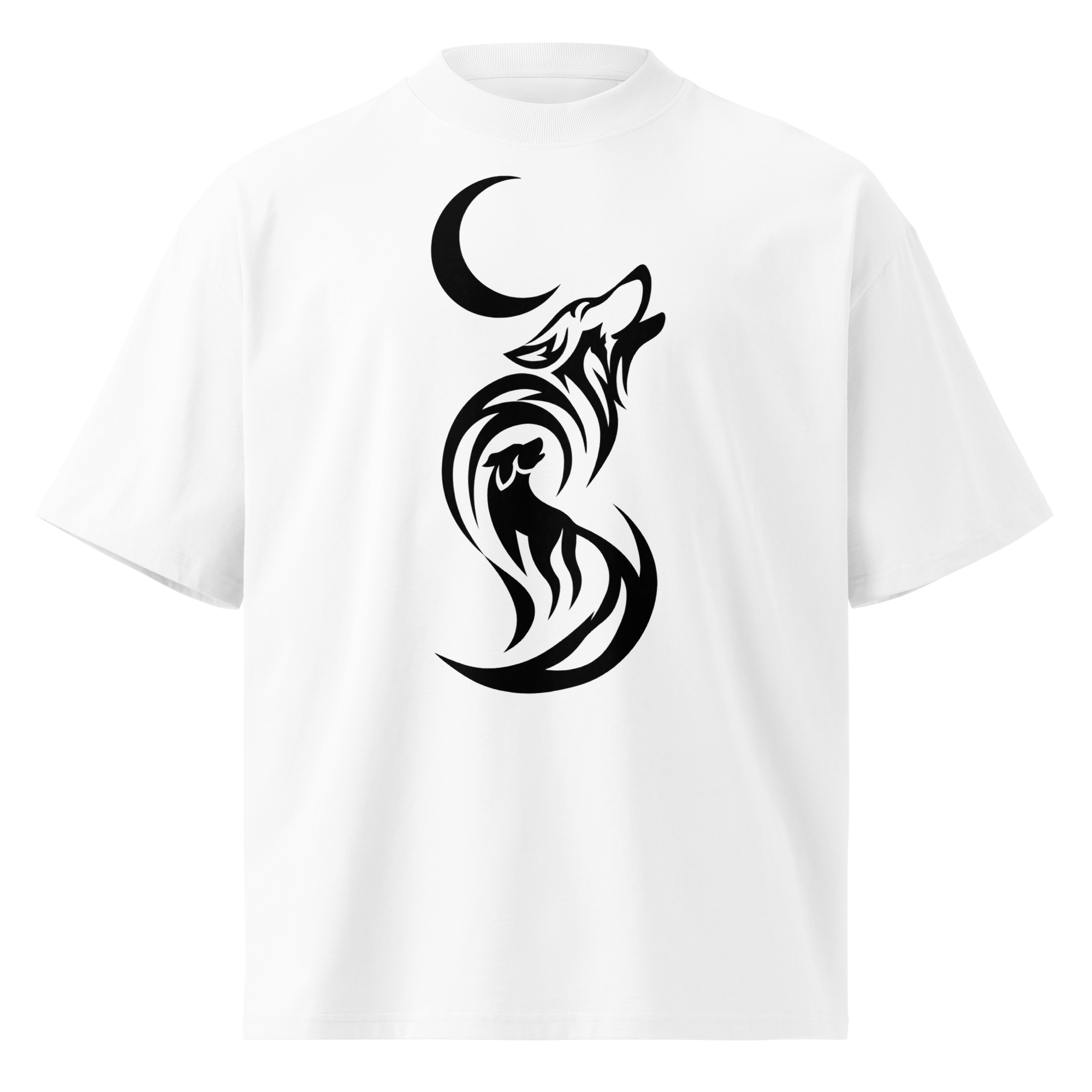 Unisex organic oversized high neck - "Wolf Pack Silhouette" t-shirt