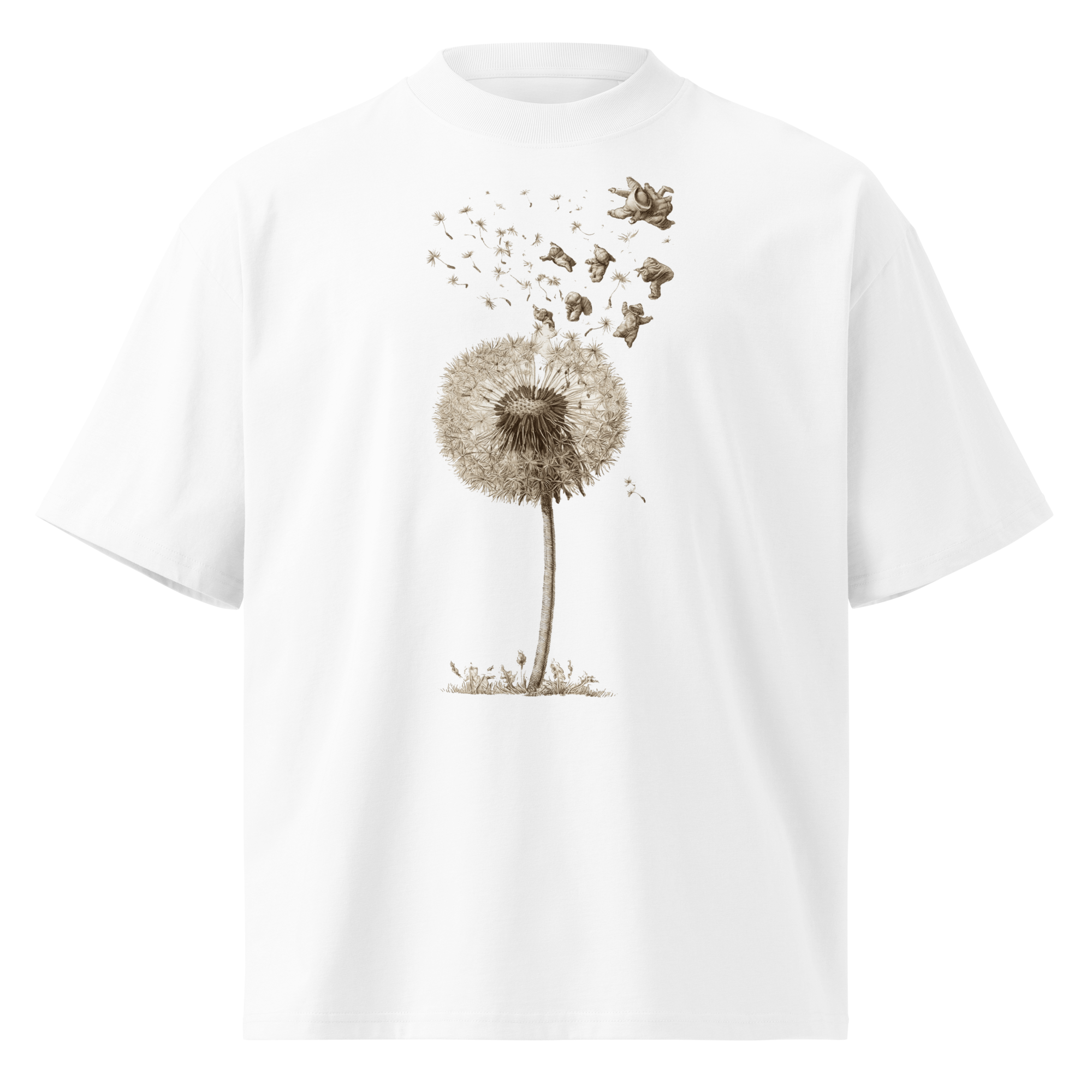 Unisex organic oversized high neck - "Dandelion Wishes Baby Shower" t-shirt