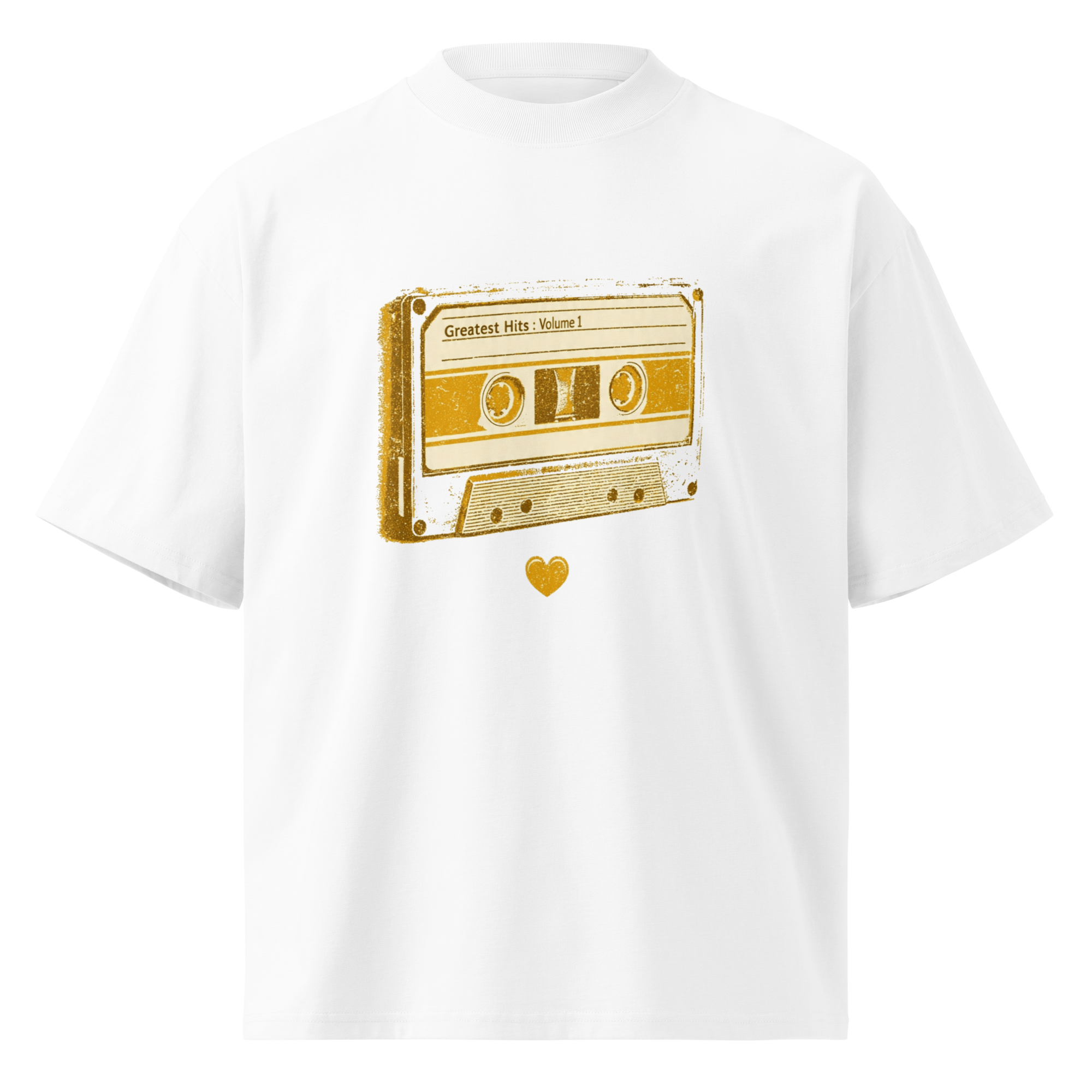Unisex organic oversized high neck - "Greatest Hits Volume 1 Retro" t-shirt