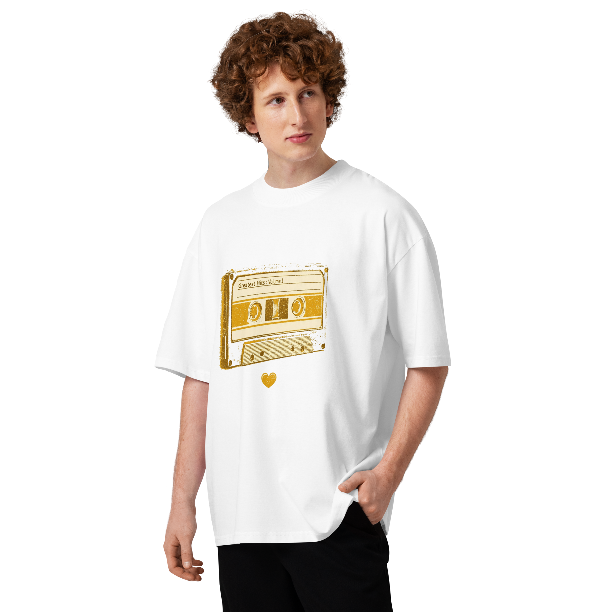Unisex organic oversized high neck - "Greatest Hits Volume 1 Retro" t-shirt - Image 3