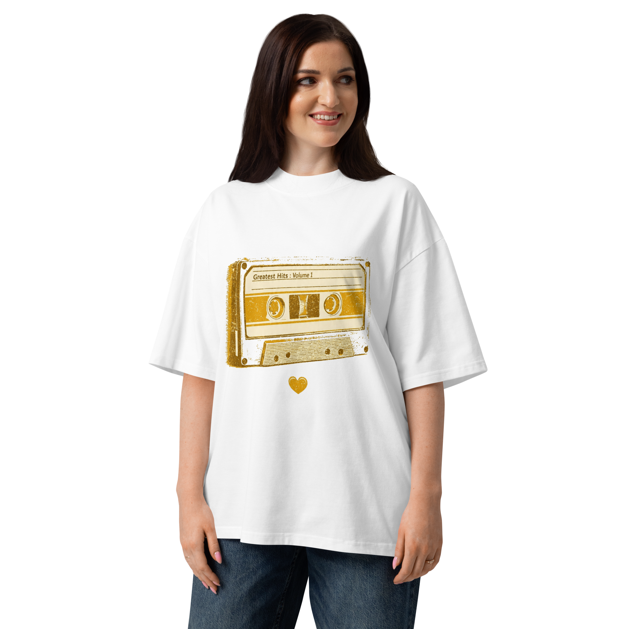 Unisex organic oversized high neck - "Greatest Hits Volume 1 Retro" t-shirt - Image 4
