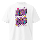 Unisex organic oversized high neck - "Retro Block Party New Dad" t-shirt