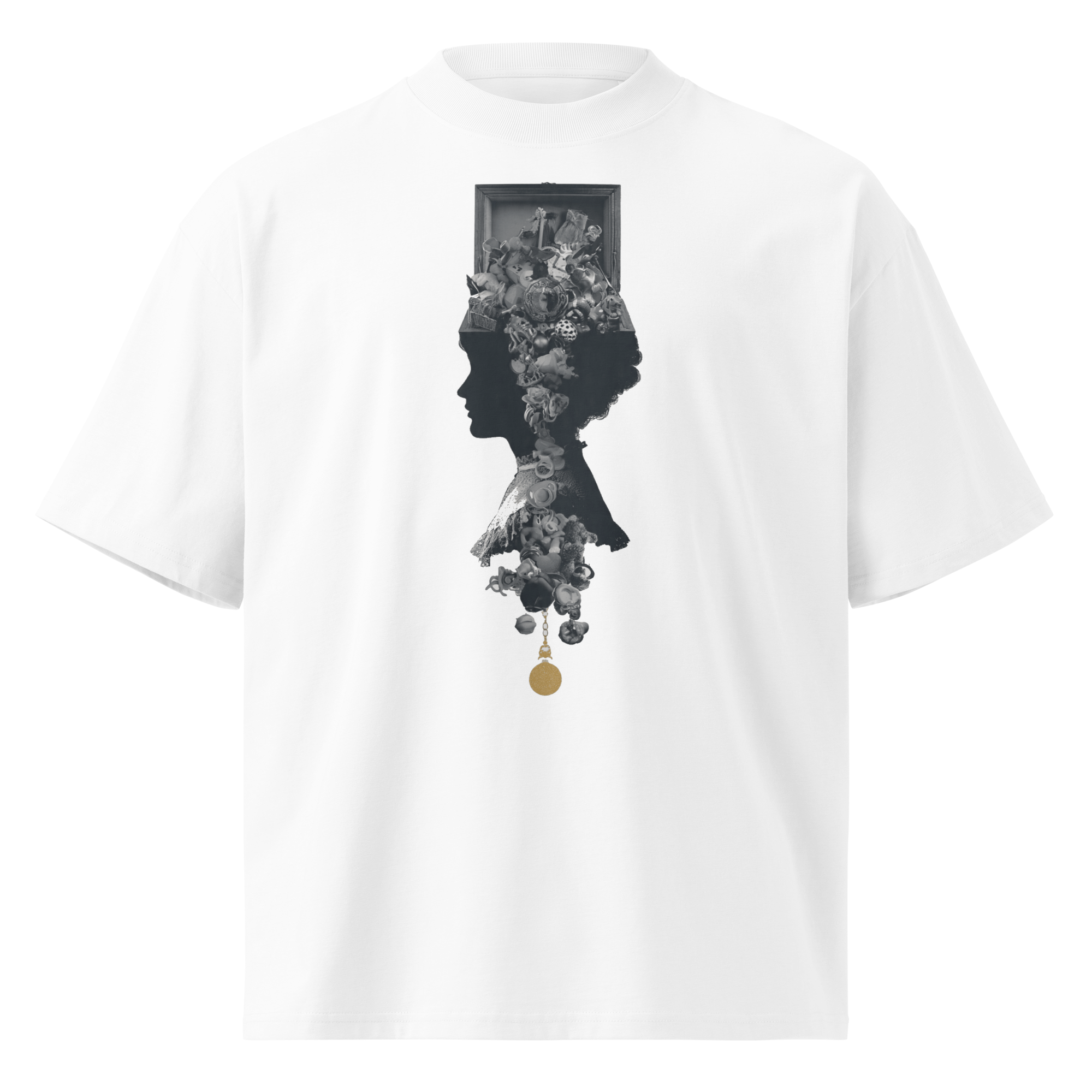 Unisex organic oversized high neck - "The Toy Vault – Surrealist Artistic Parent" t-shirt