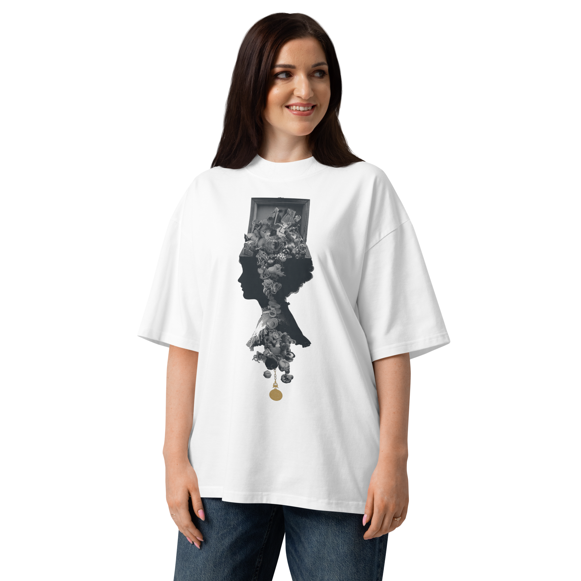 Unisex organic oversized high neck - "The Toy Vault – Surrealist Artistic Parent" t-shirt - Image 4