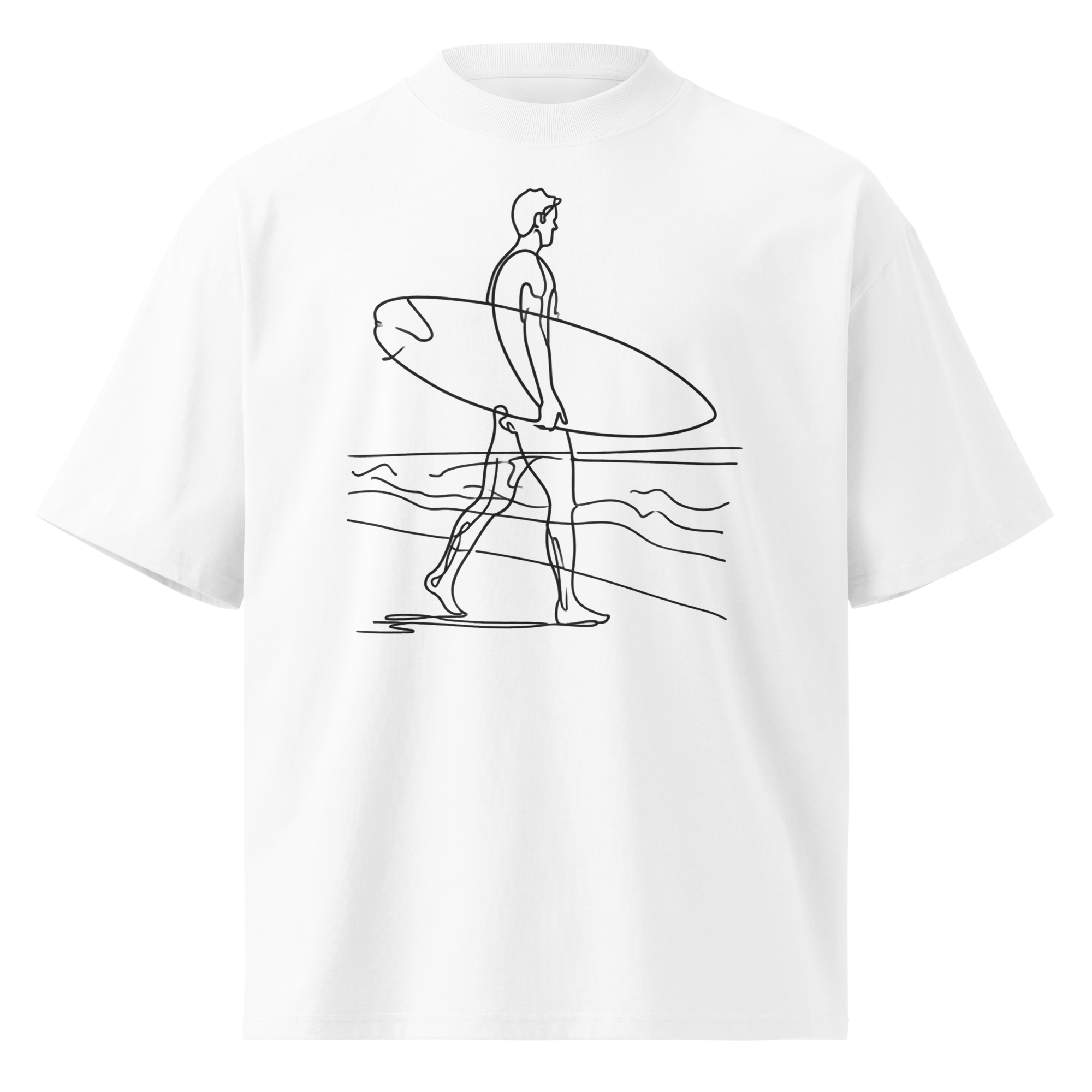 Unisex organic oversized high neck - "Drift Line" t-shirt