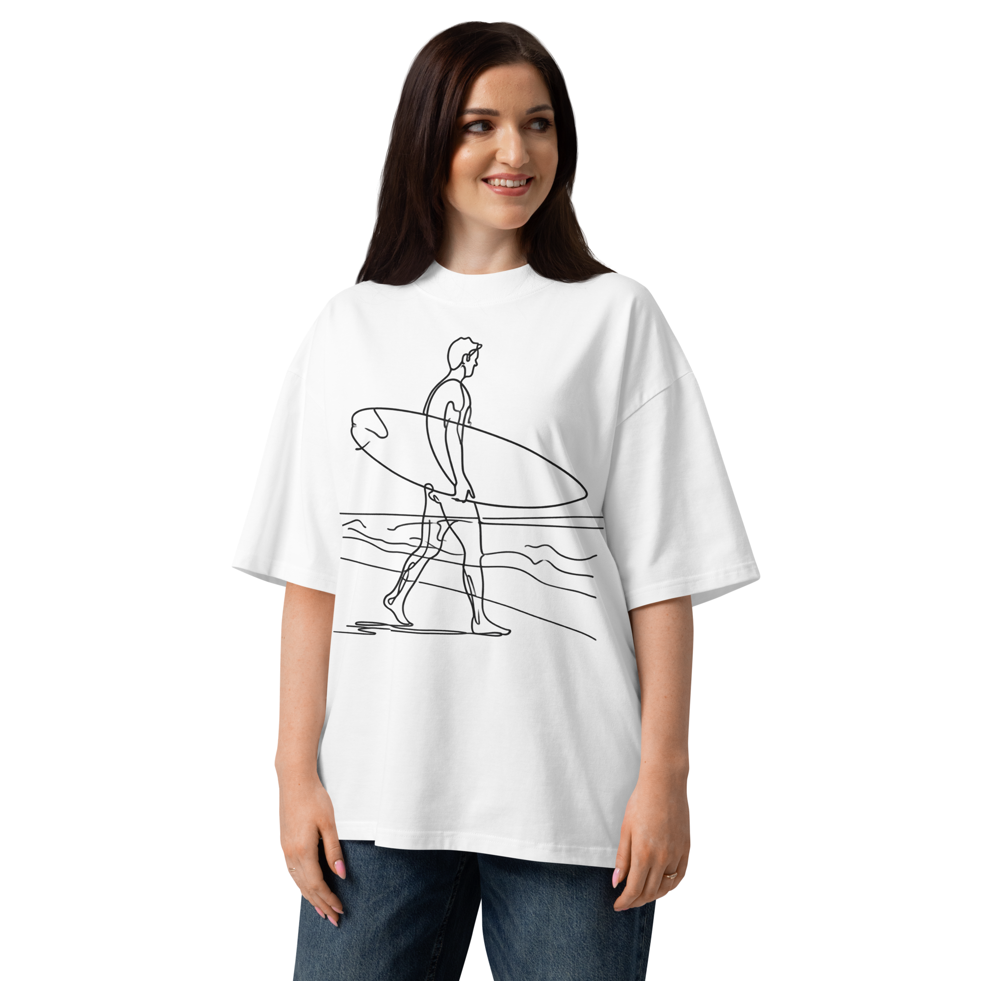 Unisex organic oversized high neck - "Drift Line" t-shirt - Image 4
