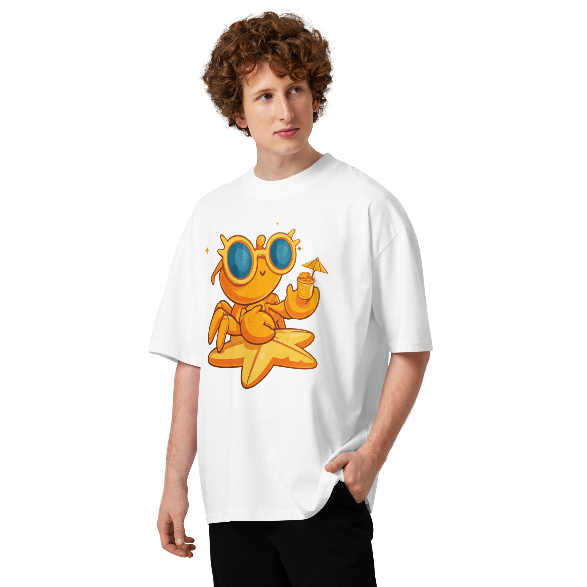 Unisex organic oversized high neck - "Sandy Claws" t-shirt - Image 3