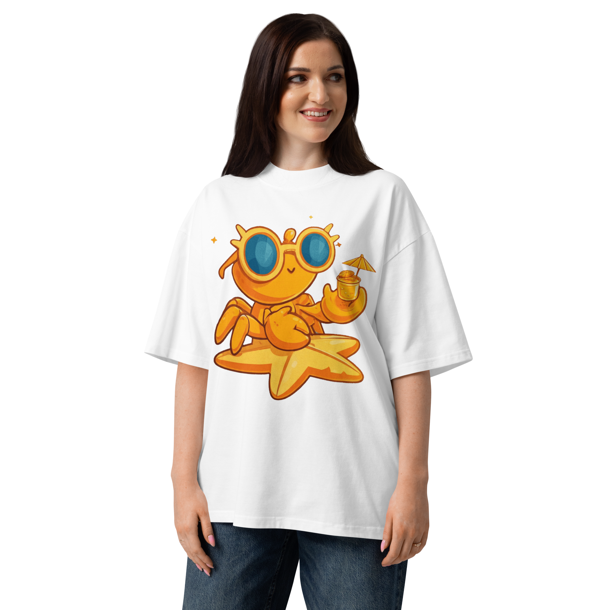 Unisex organic oversized high neck - "Sandy Claws" t-shirt - Image 4