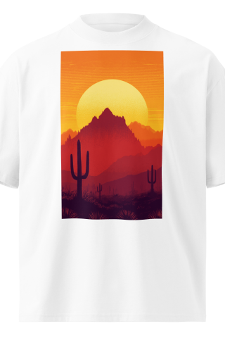 Unisex organic oversized high neck - "Desert Solstice" t-shirt