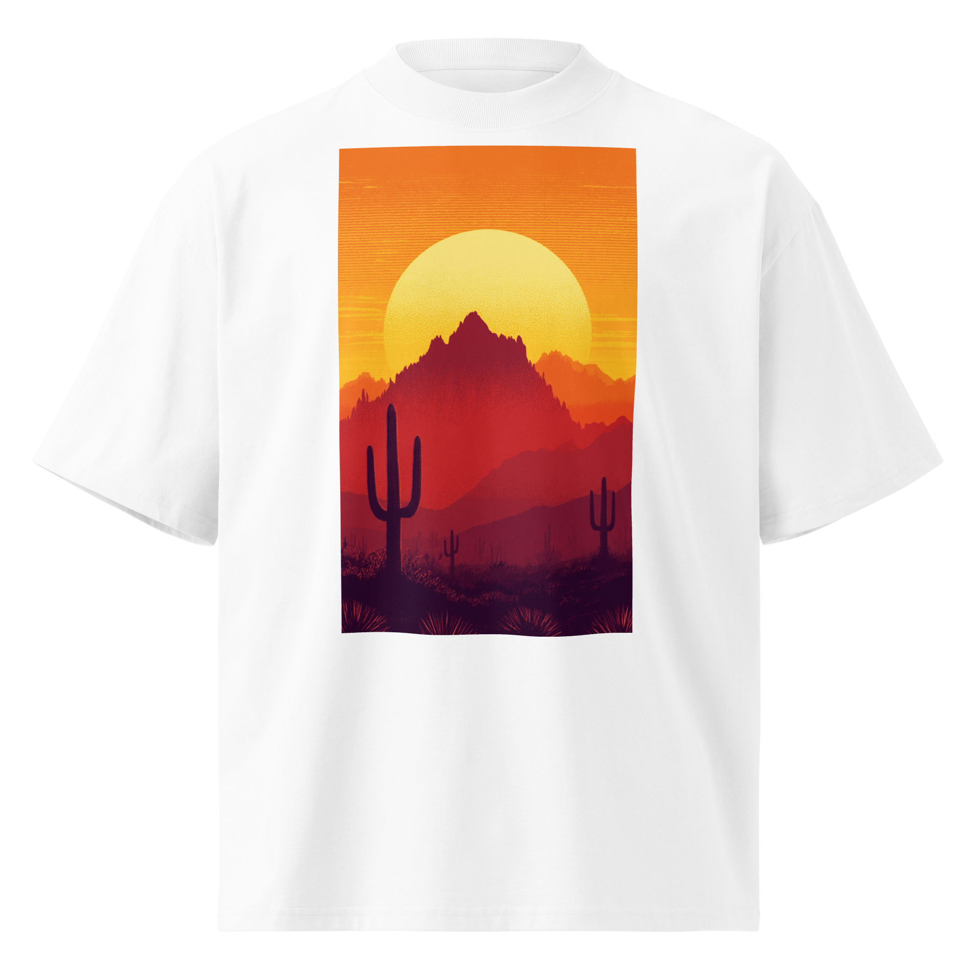 Unisex organic oversized high neck - "Desert Solstice" t-shirt