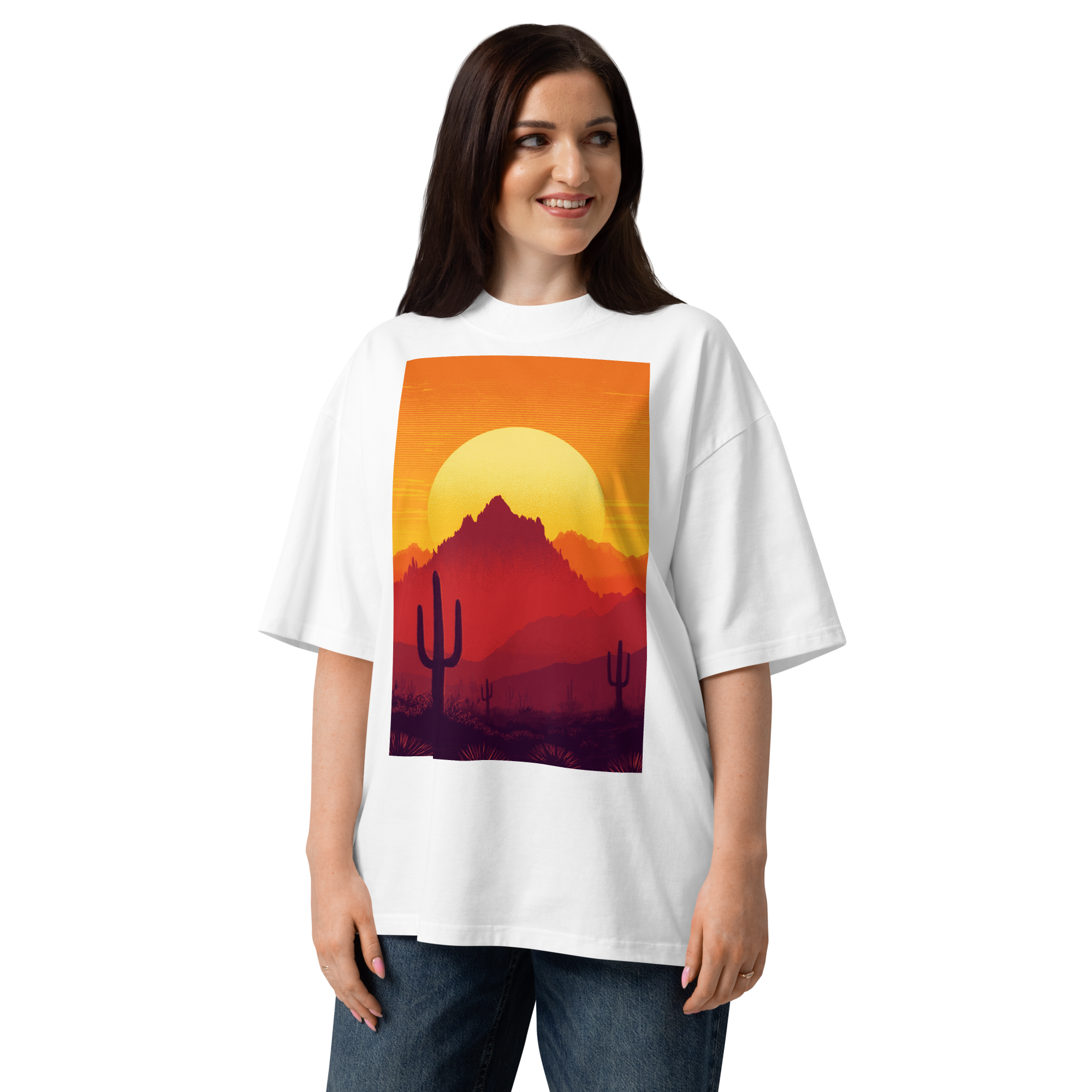 Unisex organic oversized high neck - "Desert Solstice" t-shirt - Image 4