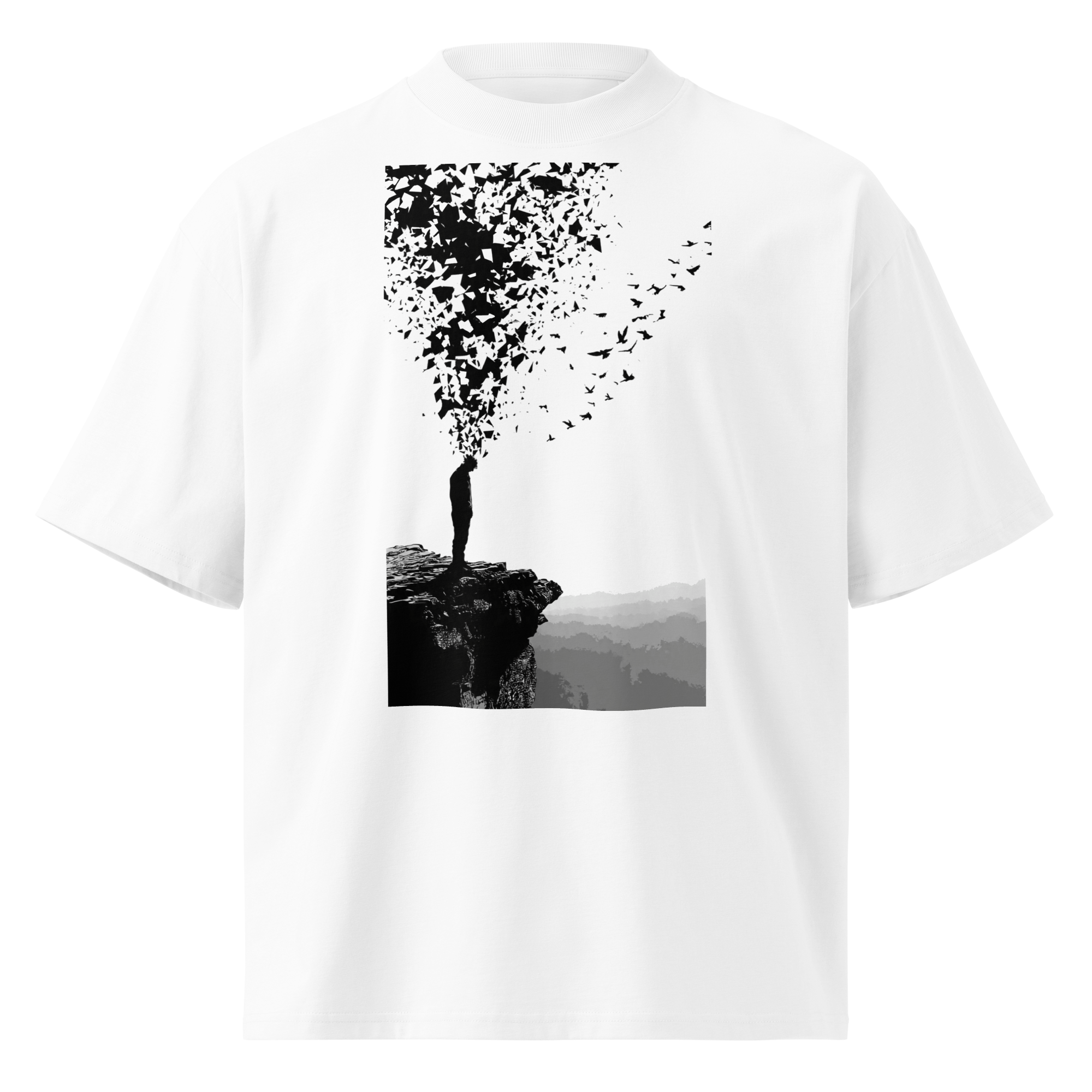 Unisex organic oversized high neck - "Liberty Weightless" t-shirt