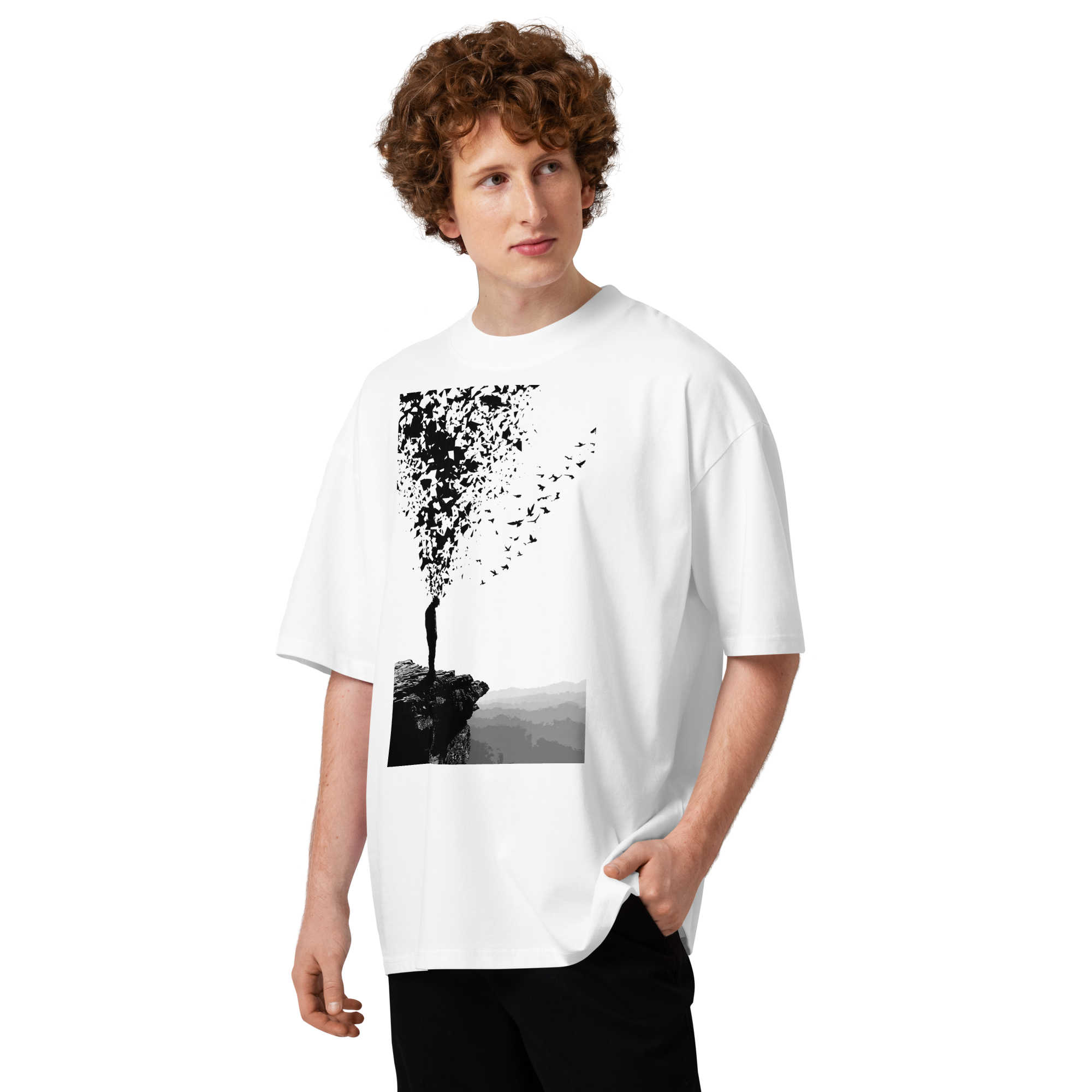 Unisex organic oversized high neck - "Liberty Weightless" t-shirt - Image 3