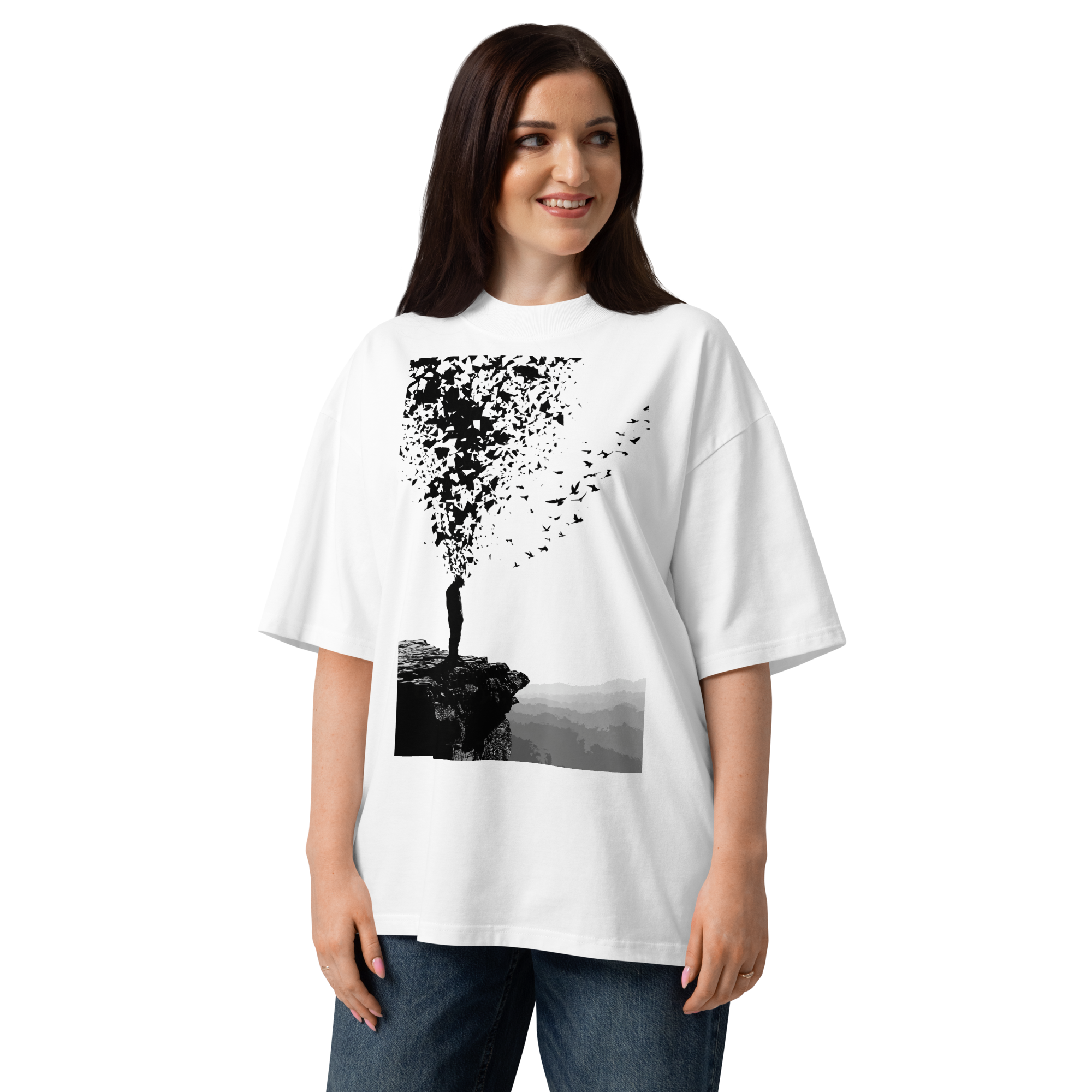 Unisex organic oversized high neck - "Liberty Weightless" t-shirt - Image 4