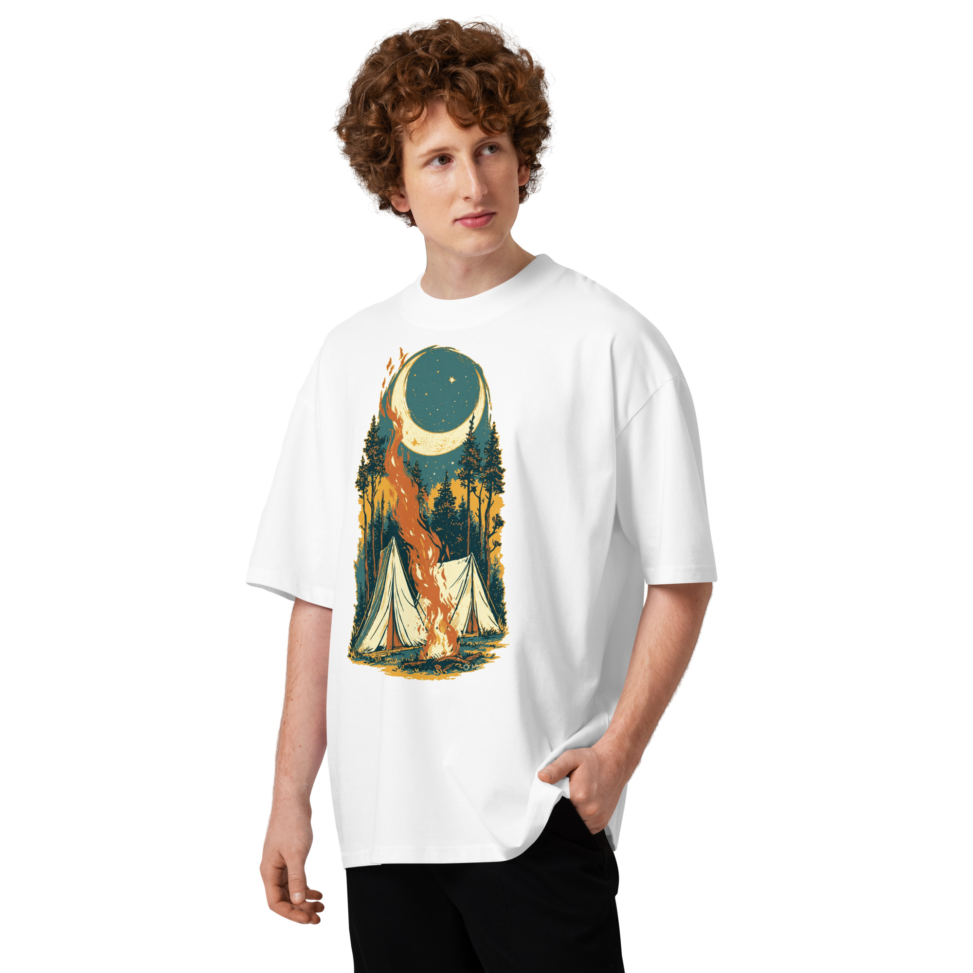 Unisex organic oversized high neck - "The Ember Glow Tee" t-shirt - Image 3