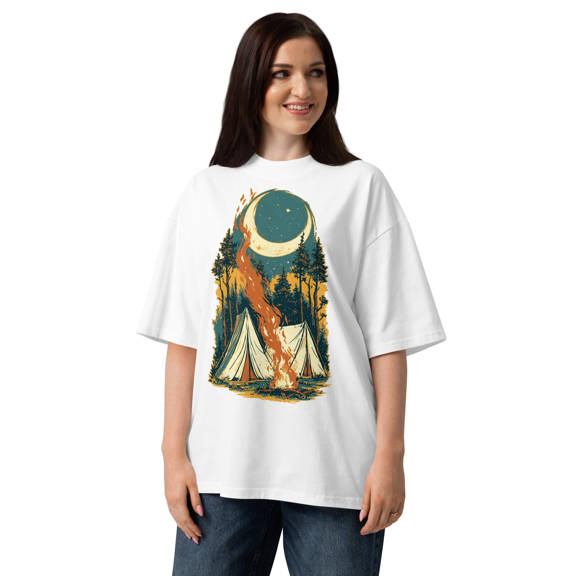 Unisex organic oversized high neck - "The Ember Glow Tee" t-shirt - Image 4