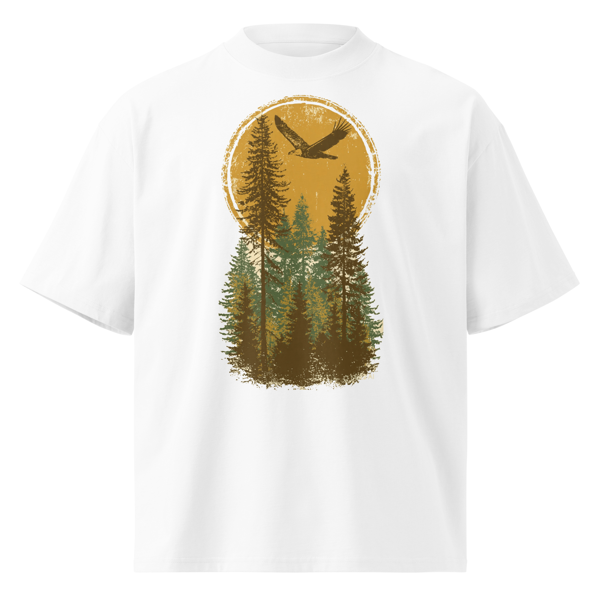 Unisex organic oversized high neck - "The Heritage Pines Tee" t-shirt