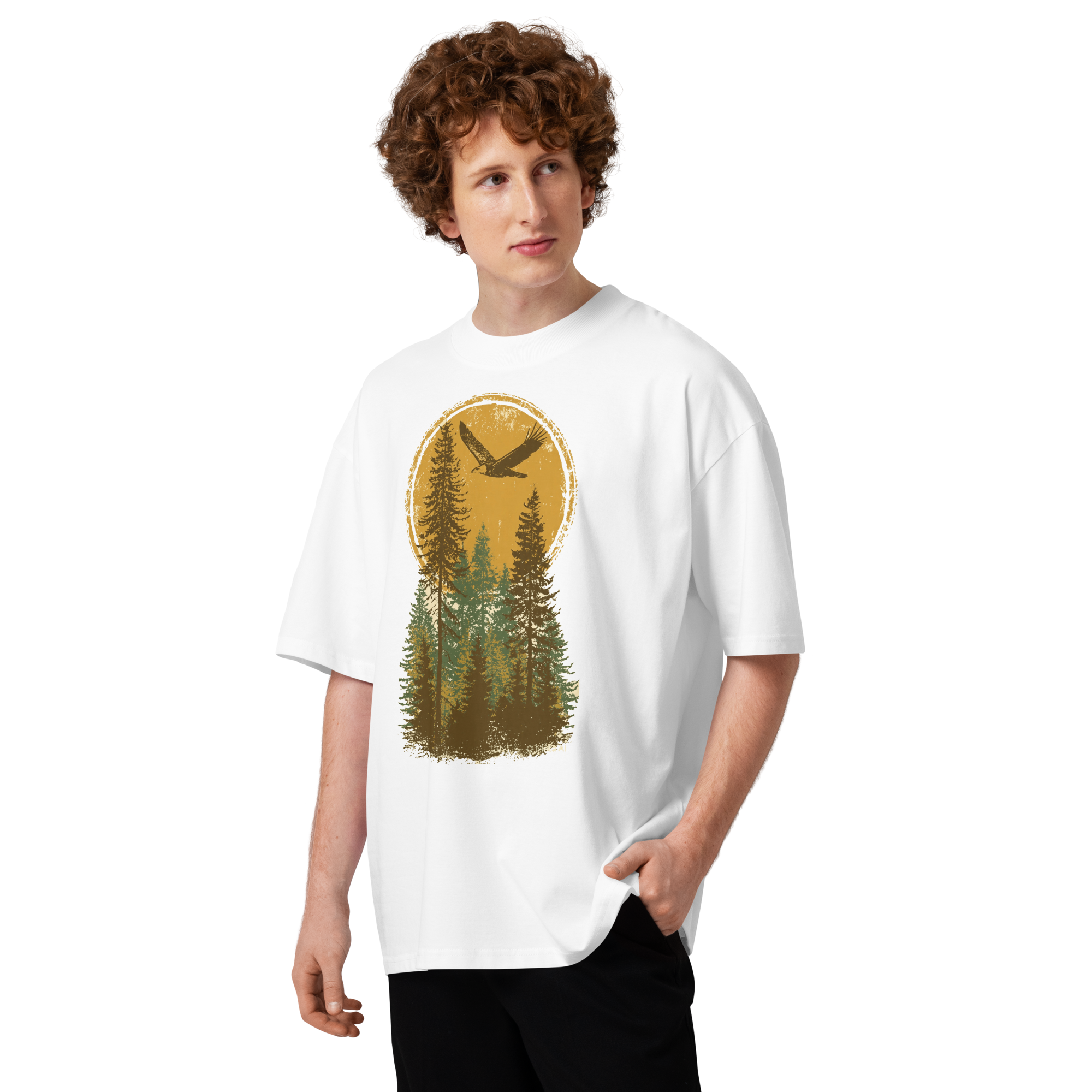 Unisex organic oversized high neck - "The Heritage Pines Tee" t-shirt - Image 3