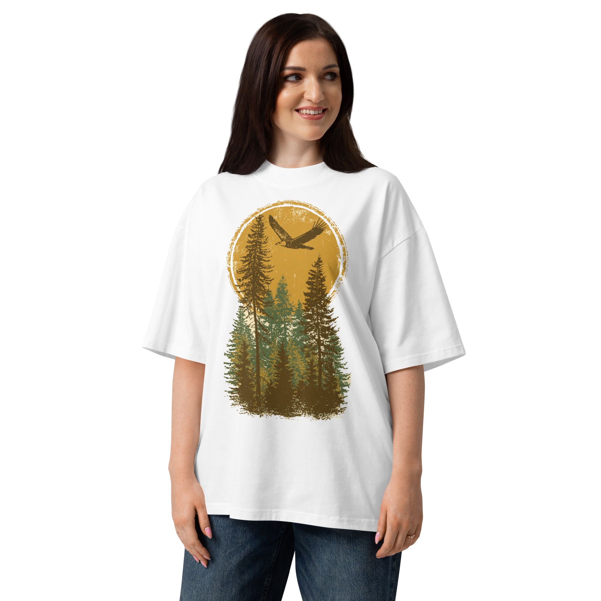 Unisex organic oversized high neck - "The Heritage Pines Tee" t-shirt - Image 4