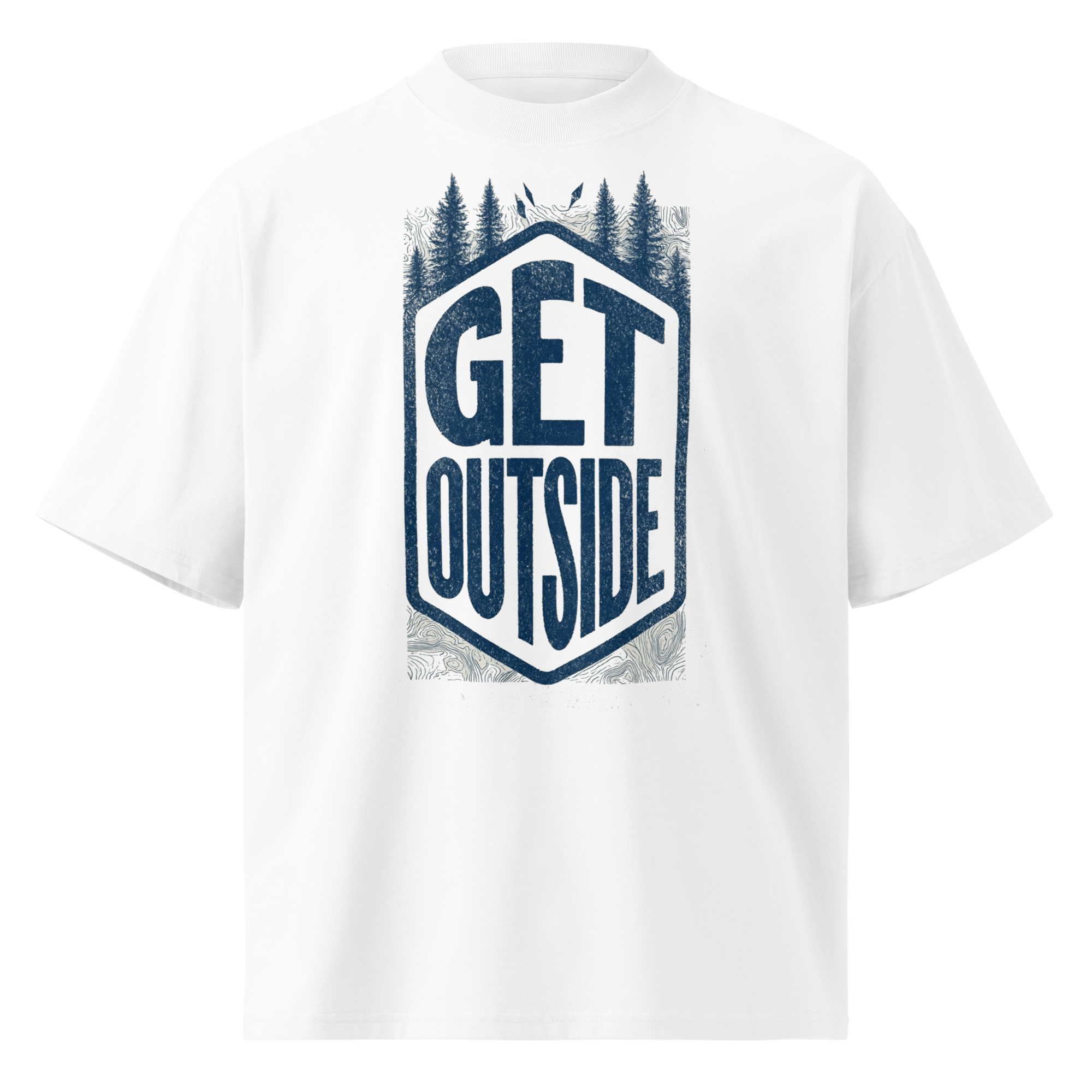 Unisex organic oversized high neck - "The Off-Grid Overprint" t-shirt