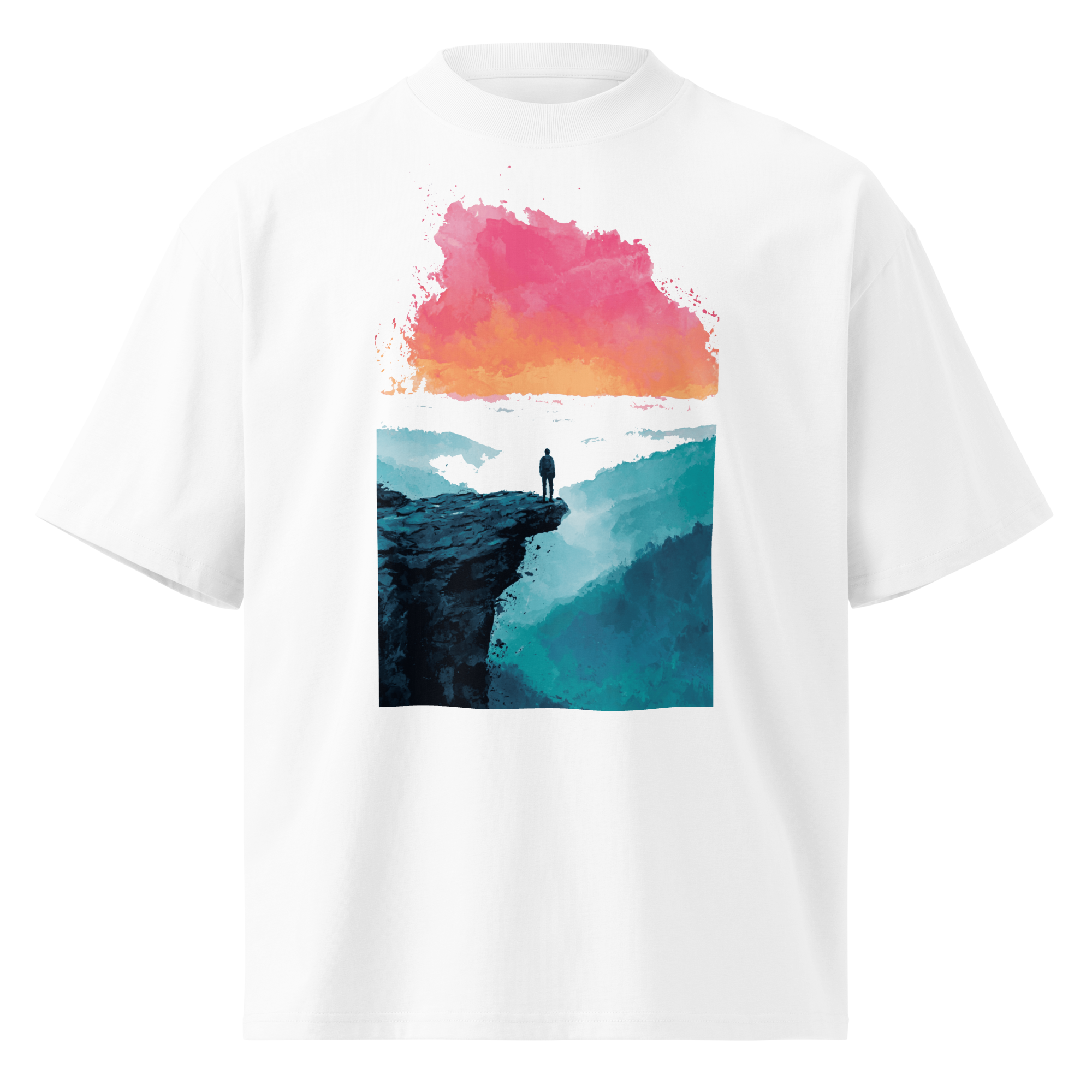 Unisex organic oversized high neck - "The Sunrise Splash Tee" t-shirt