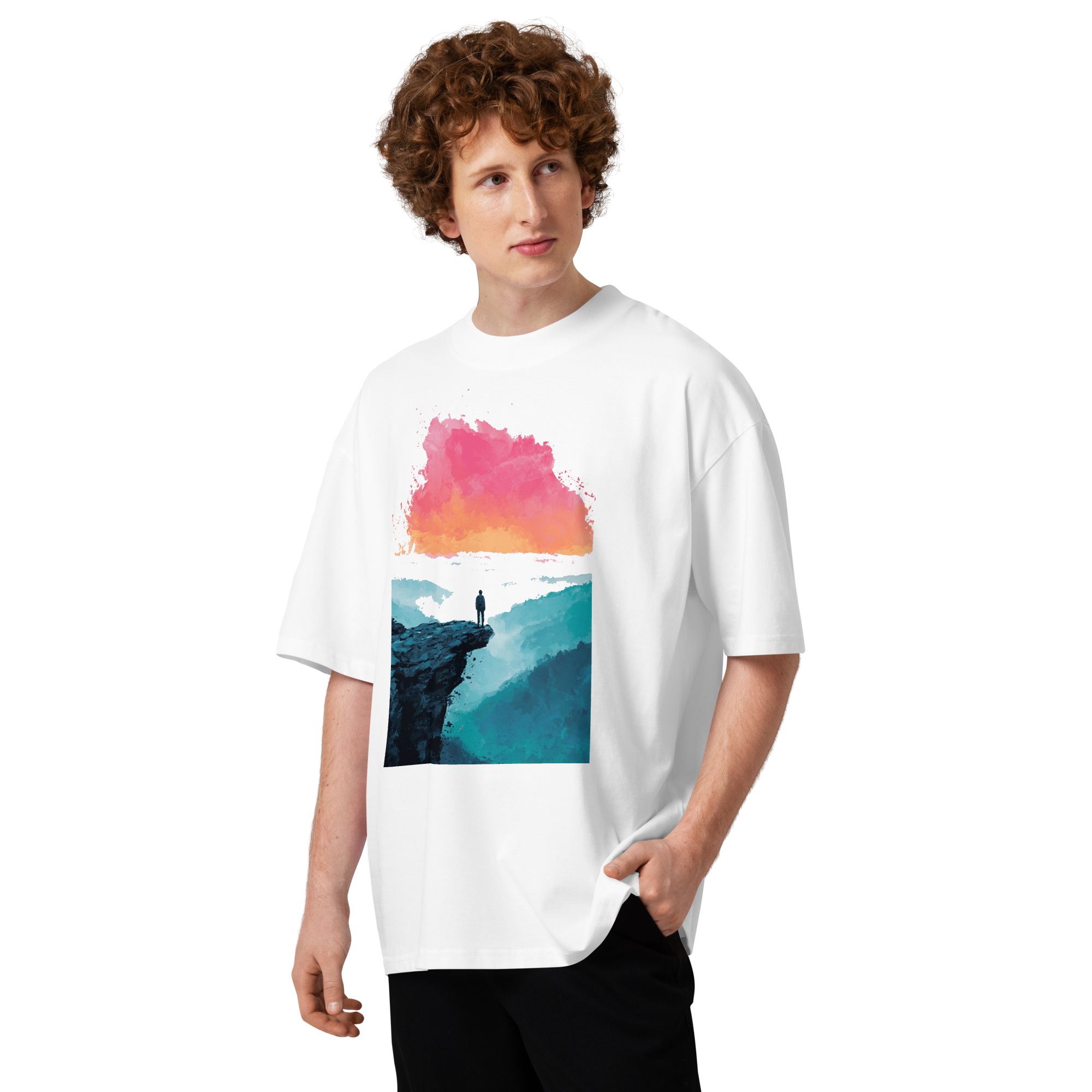 Unisex organic oversized high neck - "The Sunrise Splash Tee" t-shirt - Image 3