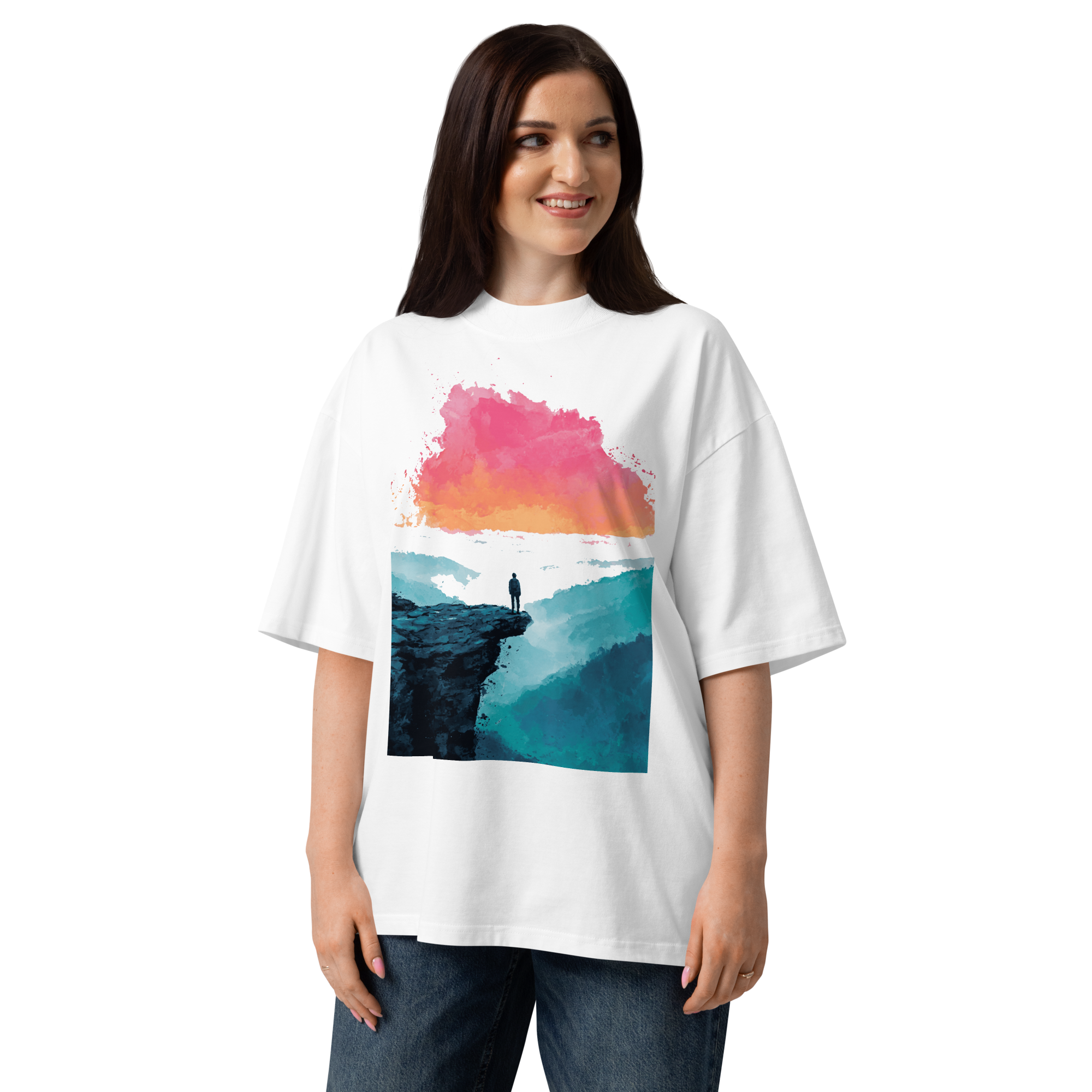 Unisex organic oversized high neck - "The Sunrise Splash Tee" t-shirt - Image 4