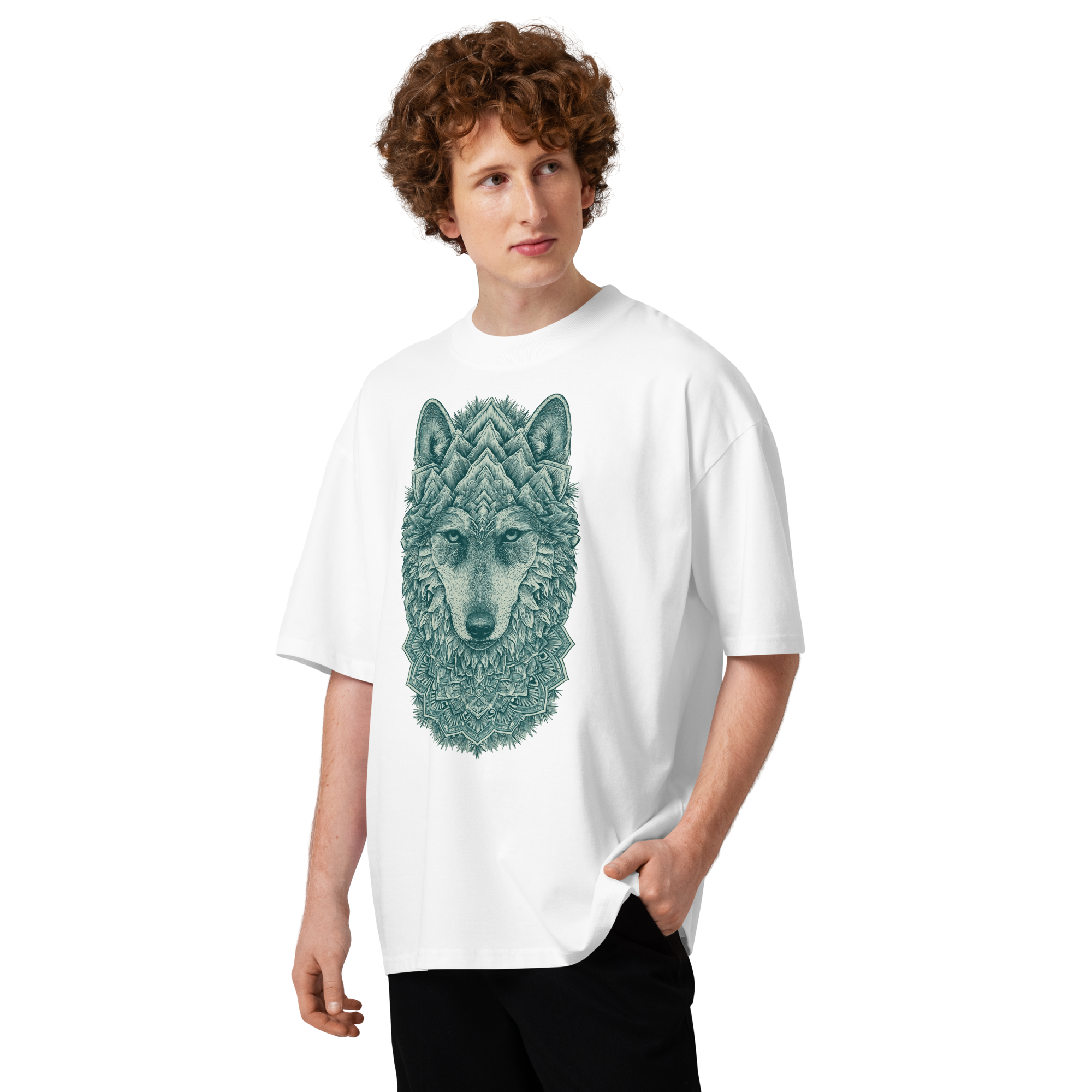 Unisex organic oversized high neck - "The Wild Mandala Tee" t-shirt - Image 3