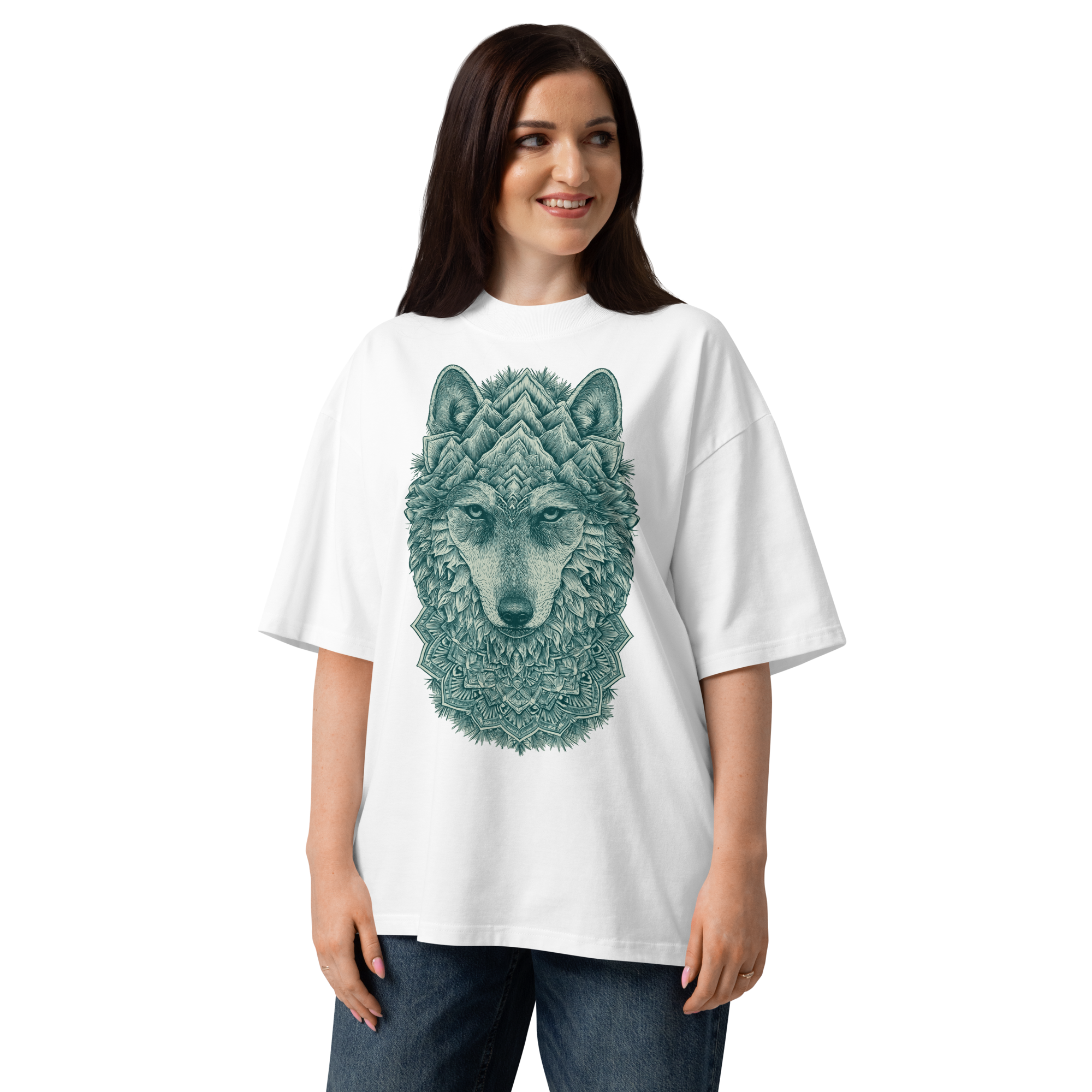 Unisex organic oversized high neck - "The Wild Mandala Tee" t-shirt - Image 4