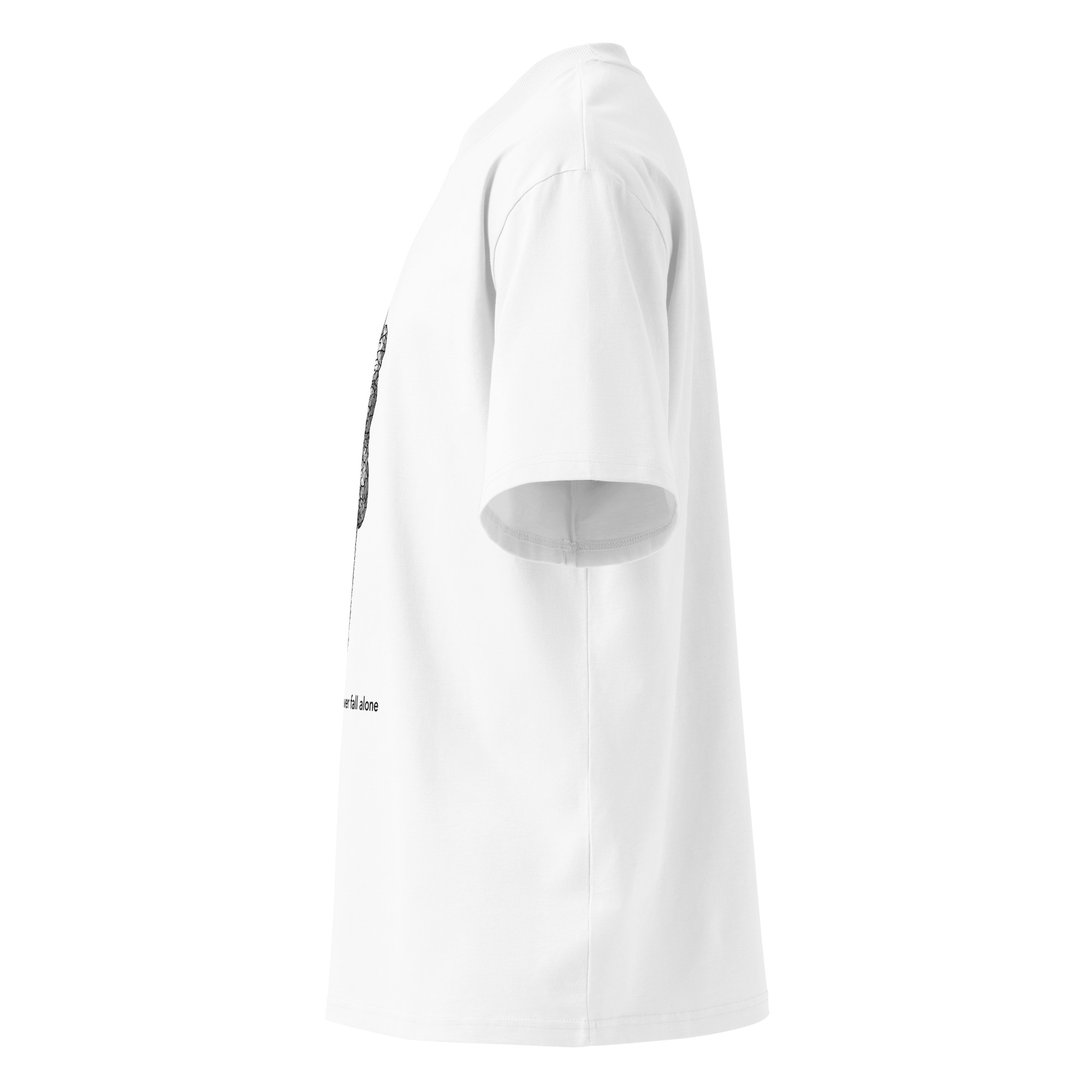 Unisex organic oversized high neck - "because you never fall alone" t-shirt - Image 2