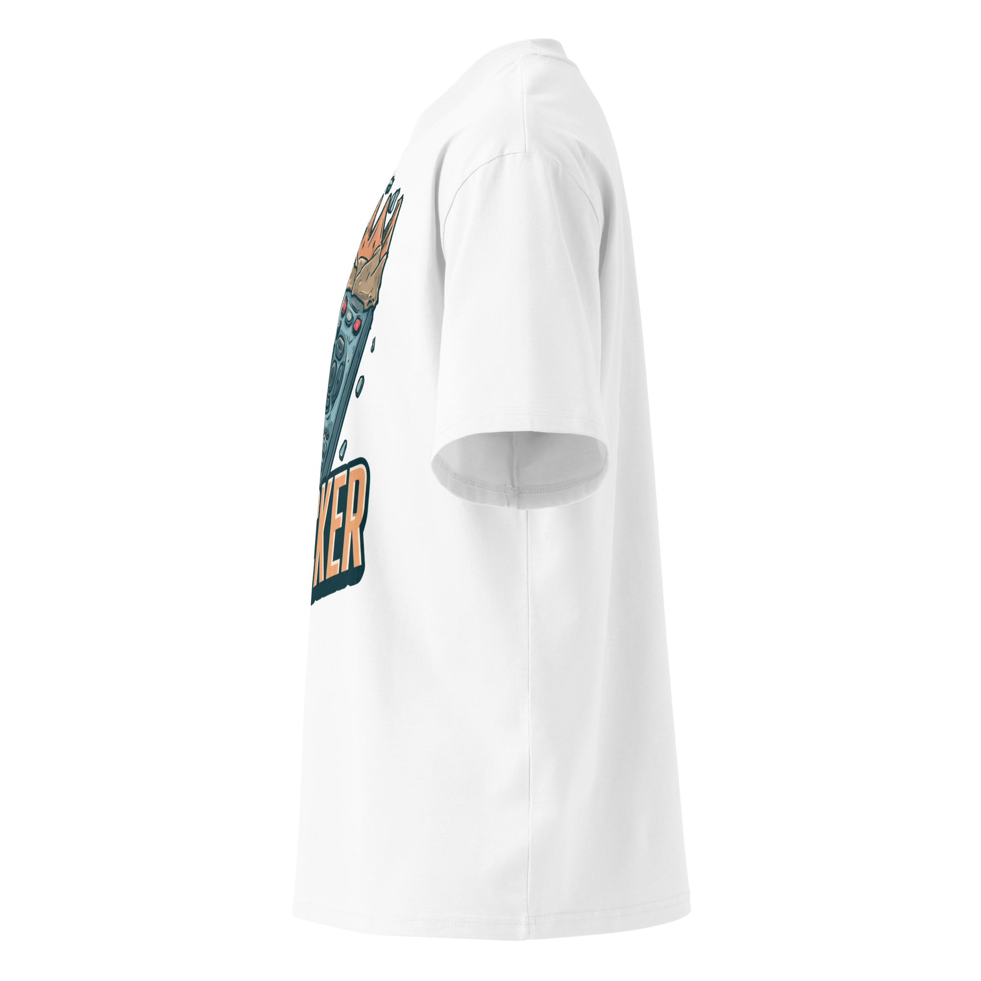 Unisex organic oversized high neck - "king of the clicker" t-shirt - Image 2