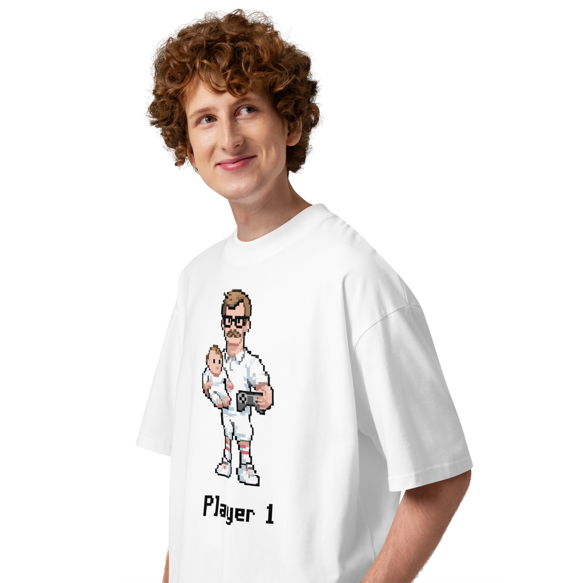 Unisex organic oversized high neck - "player 1" t-shirt - Image 4