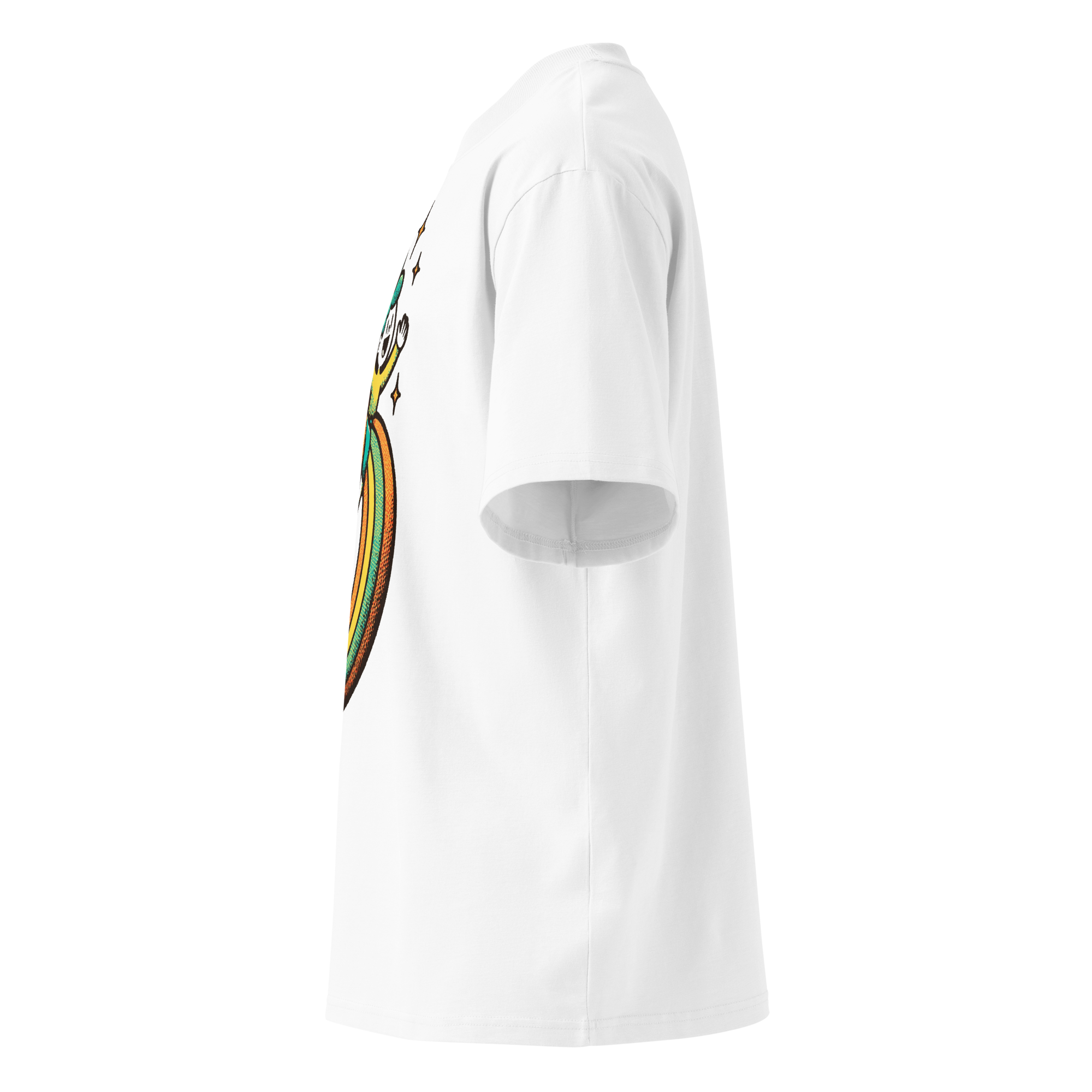 Unisex organic oversized high neck - "Rainbow Riders" t-shirt - Image 2