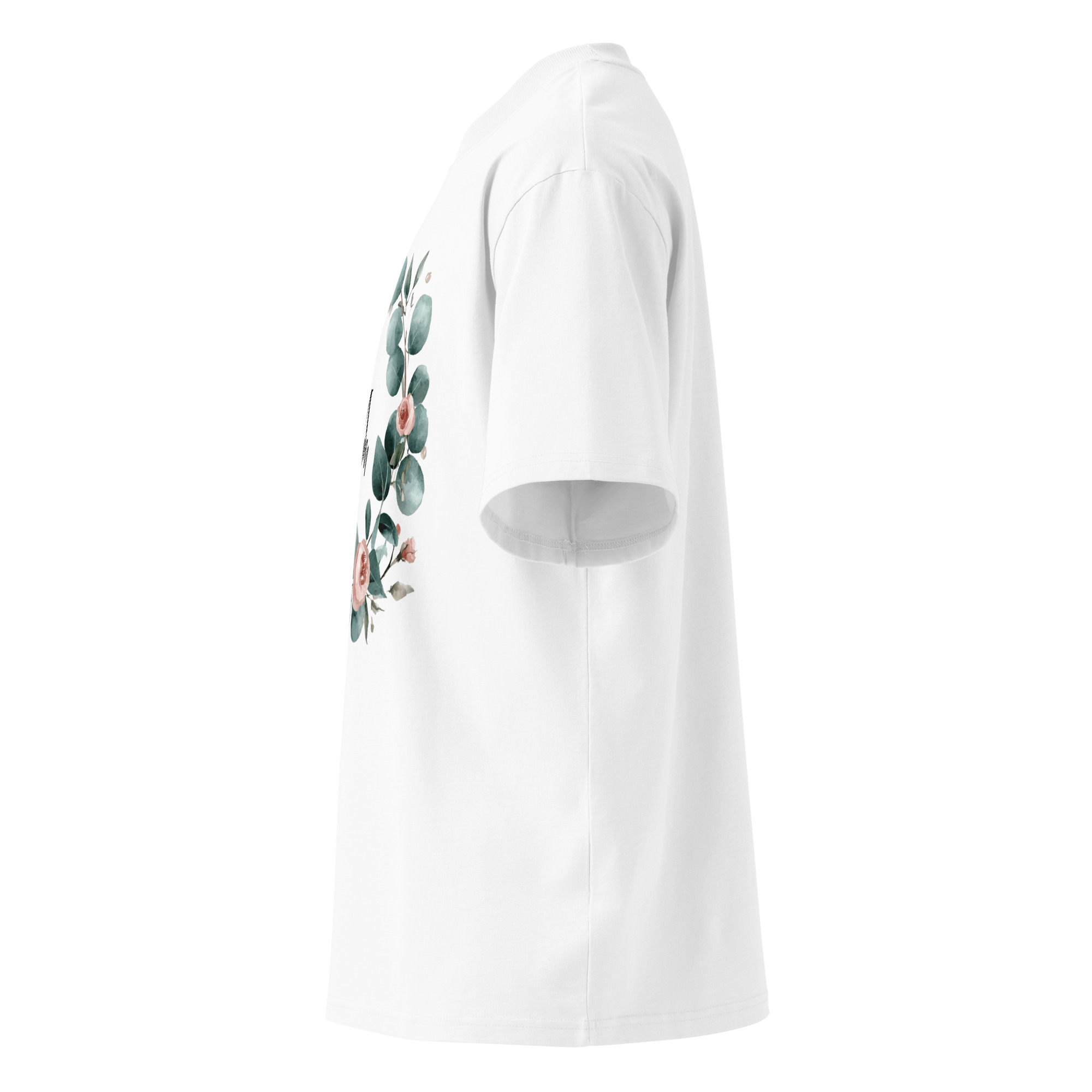 Unisex organic oversized high neck - "Wreath & Initials" t-shirt - Image 2