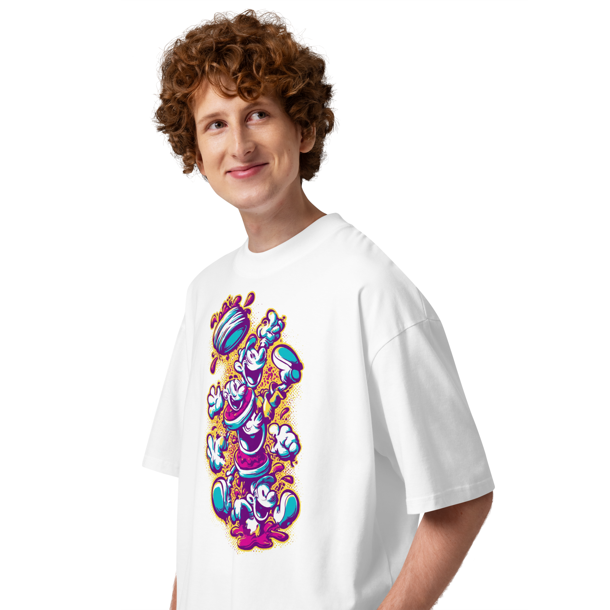 Unisex organic oversized high neck - "Pancake Pandemonium" t-shirt - Image 5