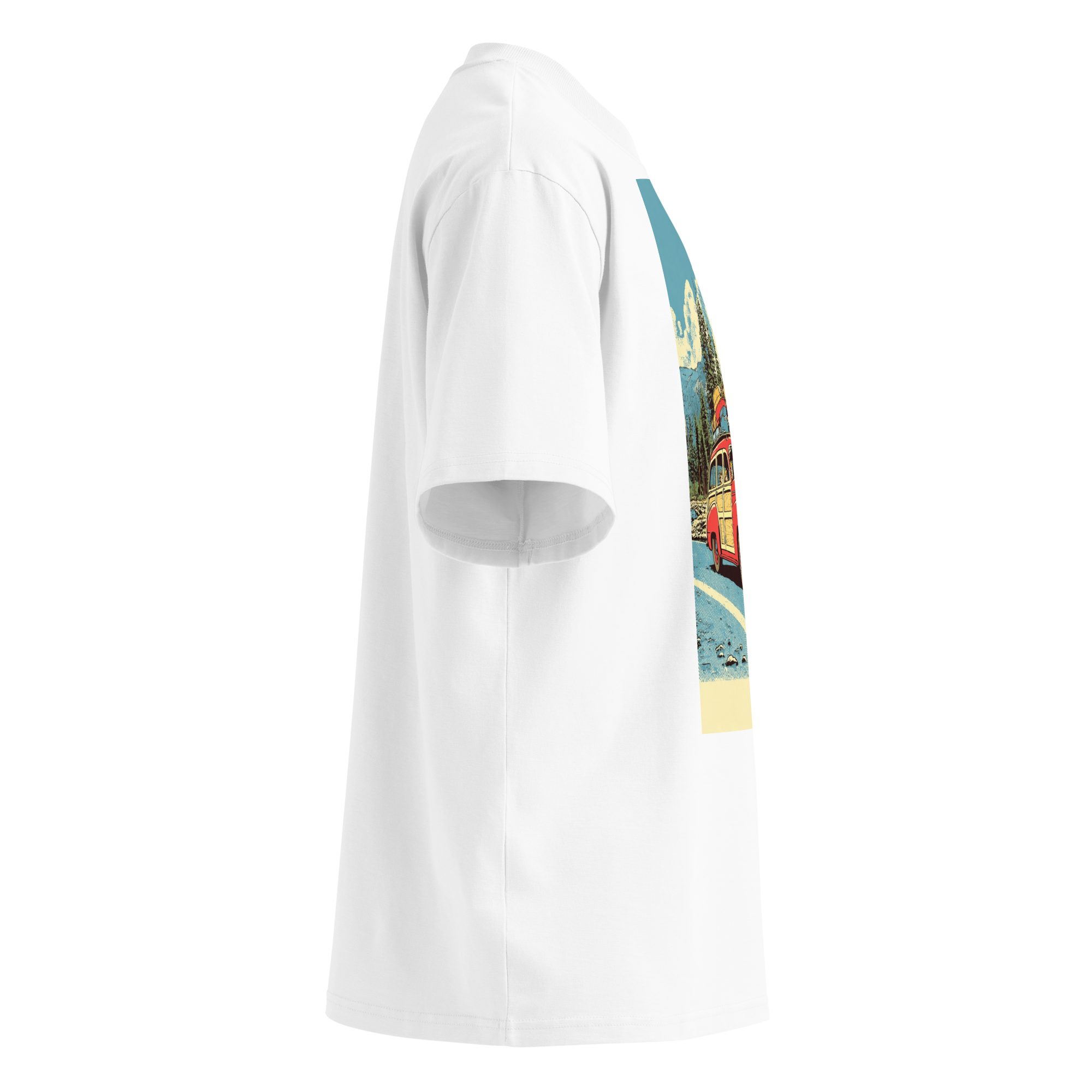 Unisex organic oversized high neck - "Woody's Wanderlust" t-shirt - Image 3
