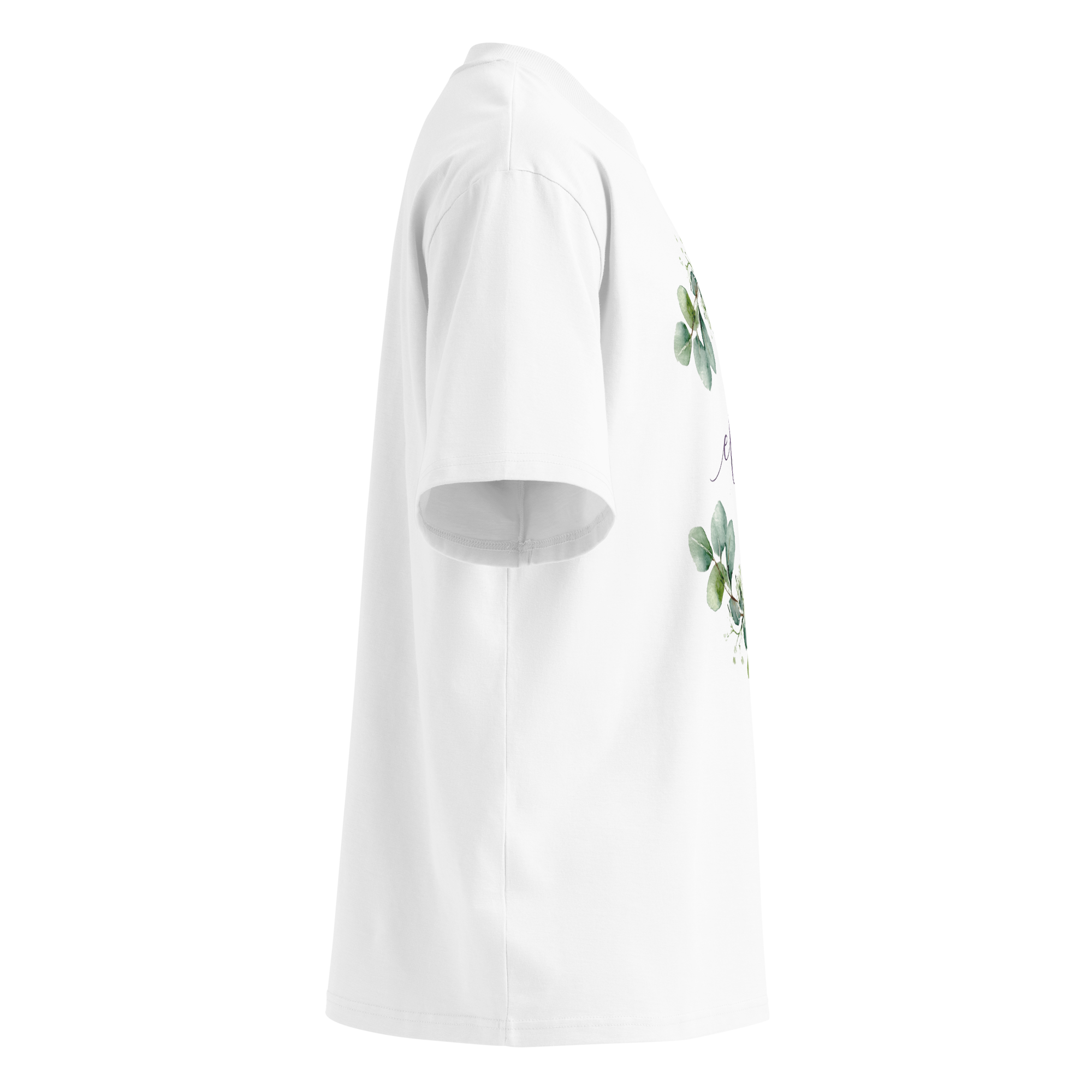 Unisex organic oversized high neck - "Eucalyptus Wreath Floral" t-shirt - Image 2