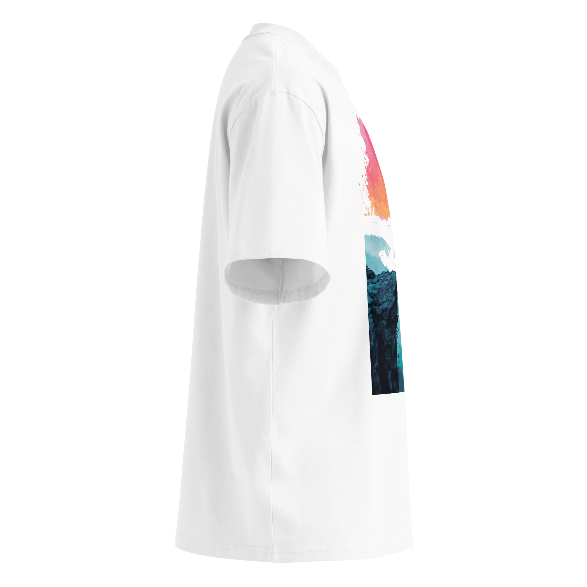 Unisex organic oversized high neck - "The Sunrise Splash Tee" t-shirt - Image 2
