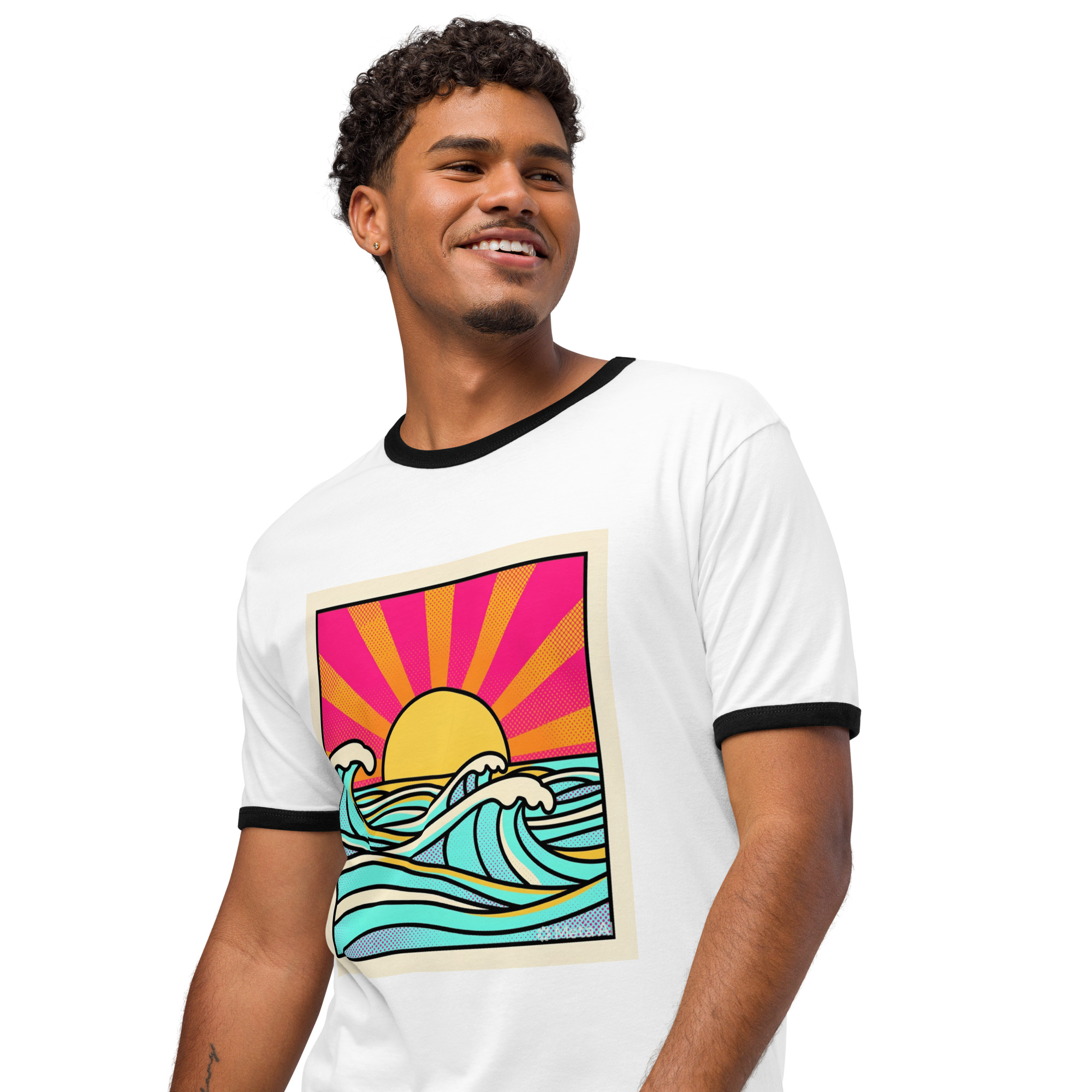 Unisex ringer - Afterglow Arcade – Retro Sunset t-shirt - Image 5
