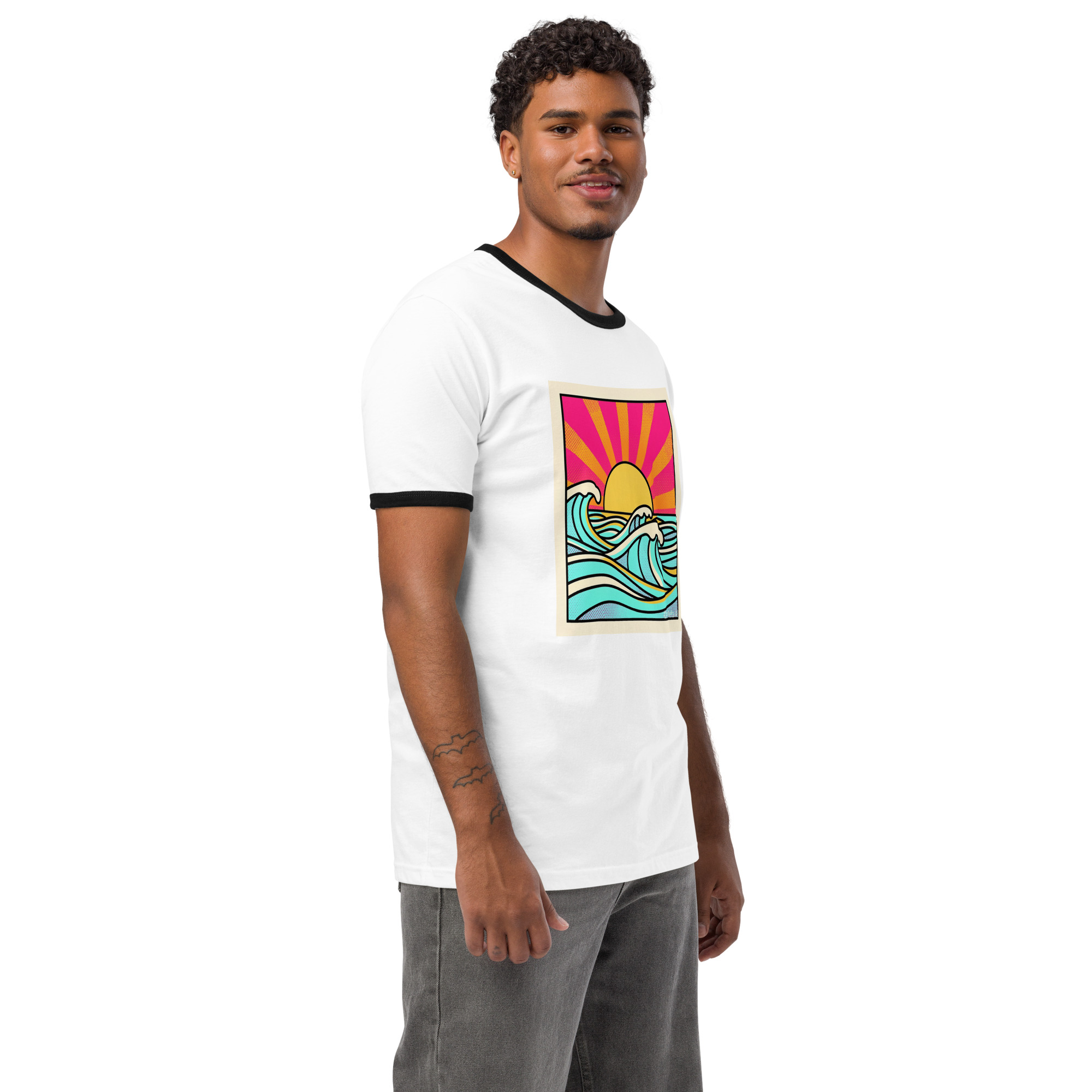 Unisex ringer - Afterglow Arcade – Retro Sunset t-shirt - Image 6