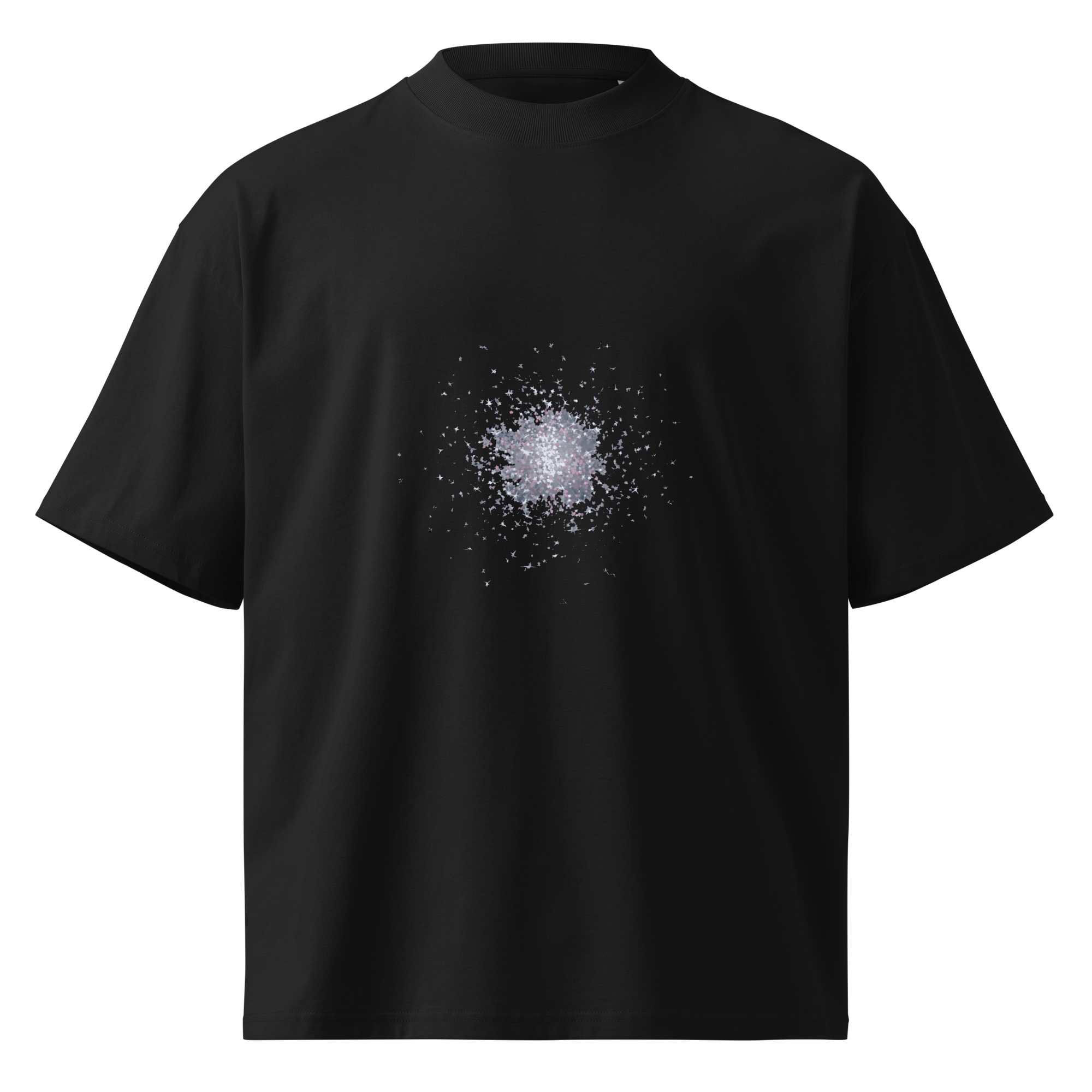 Unisex organic oversized high neck - "Cosmic Glitter Burst" t-shirt