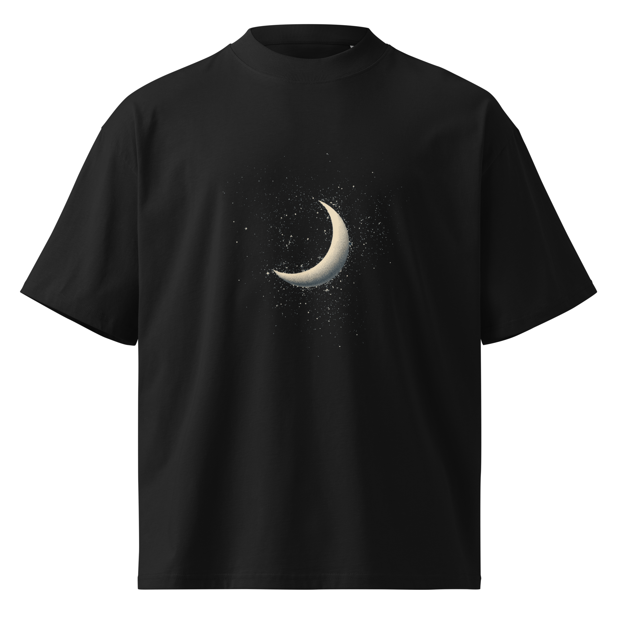 Unisex organic oversized high neck - "Moonlit Sparkle" t-shirt
