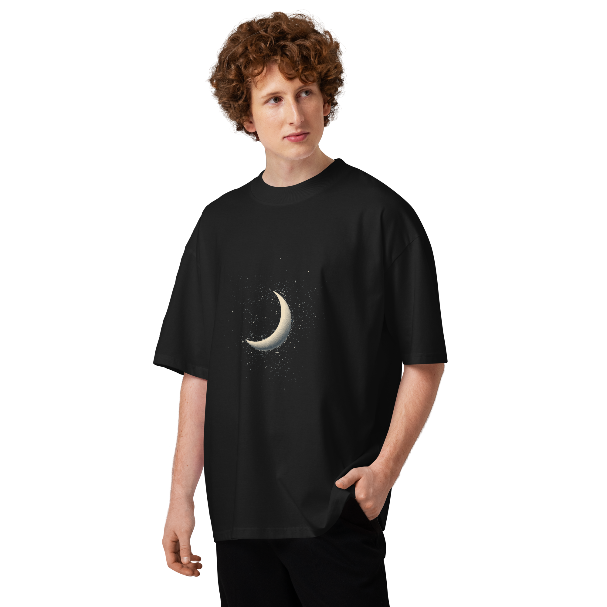 Unisex organic oversized high neck - "Moonlit Sparkle" t-shirt - Image 3