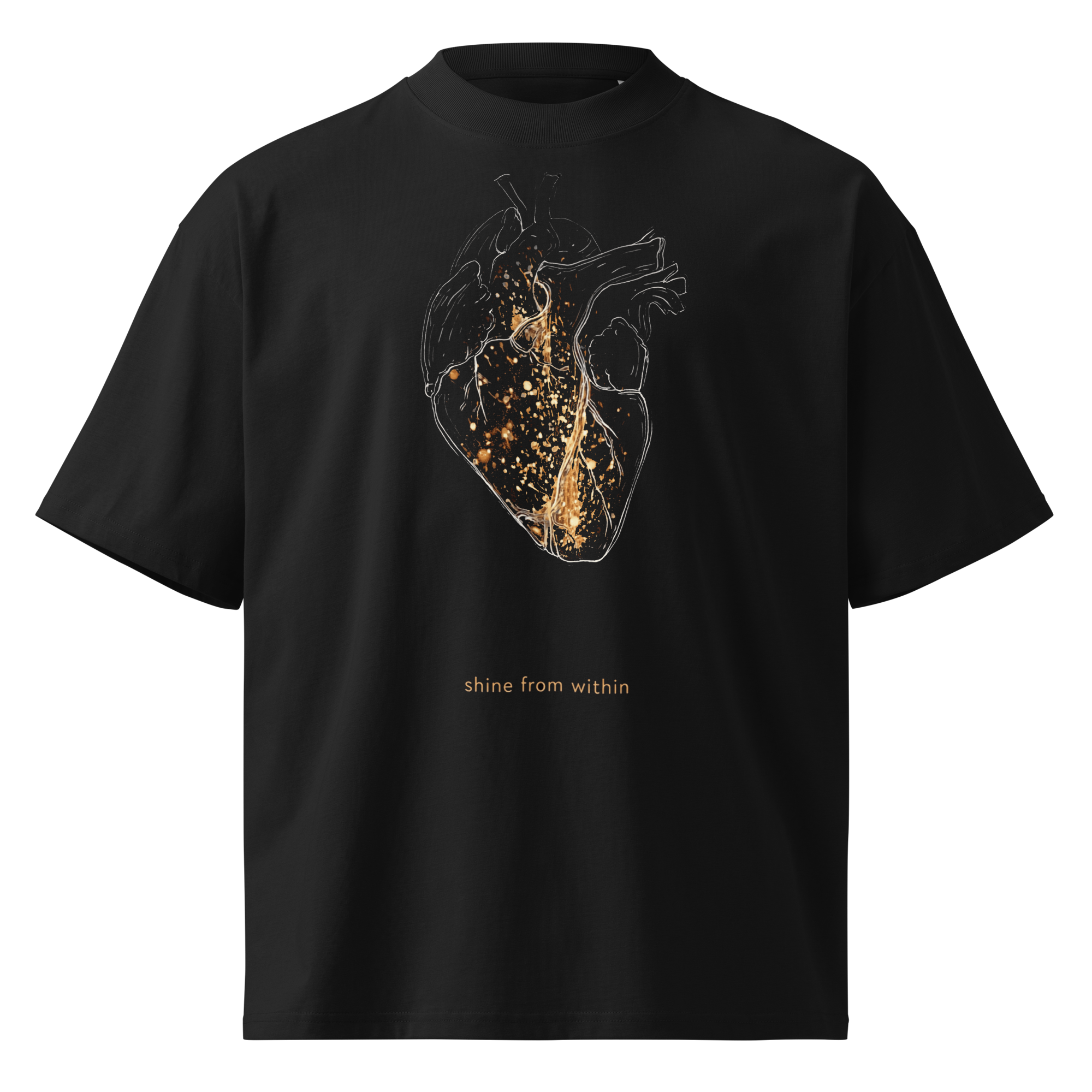 Unisex organic oversized high neck - "Shine From Within – Heart" t-shirt