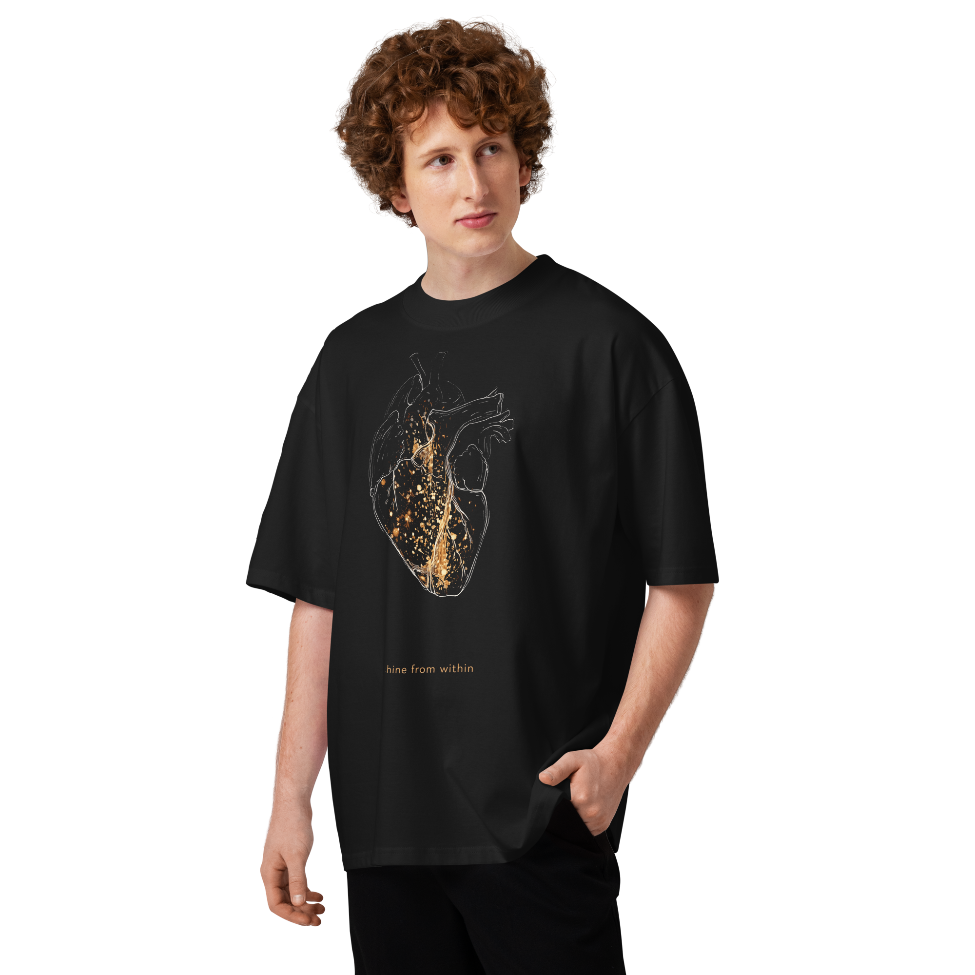 Unisex organic oversized high neck - "Shine From Within – Heart" t-shirt - Image 3