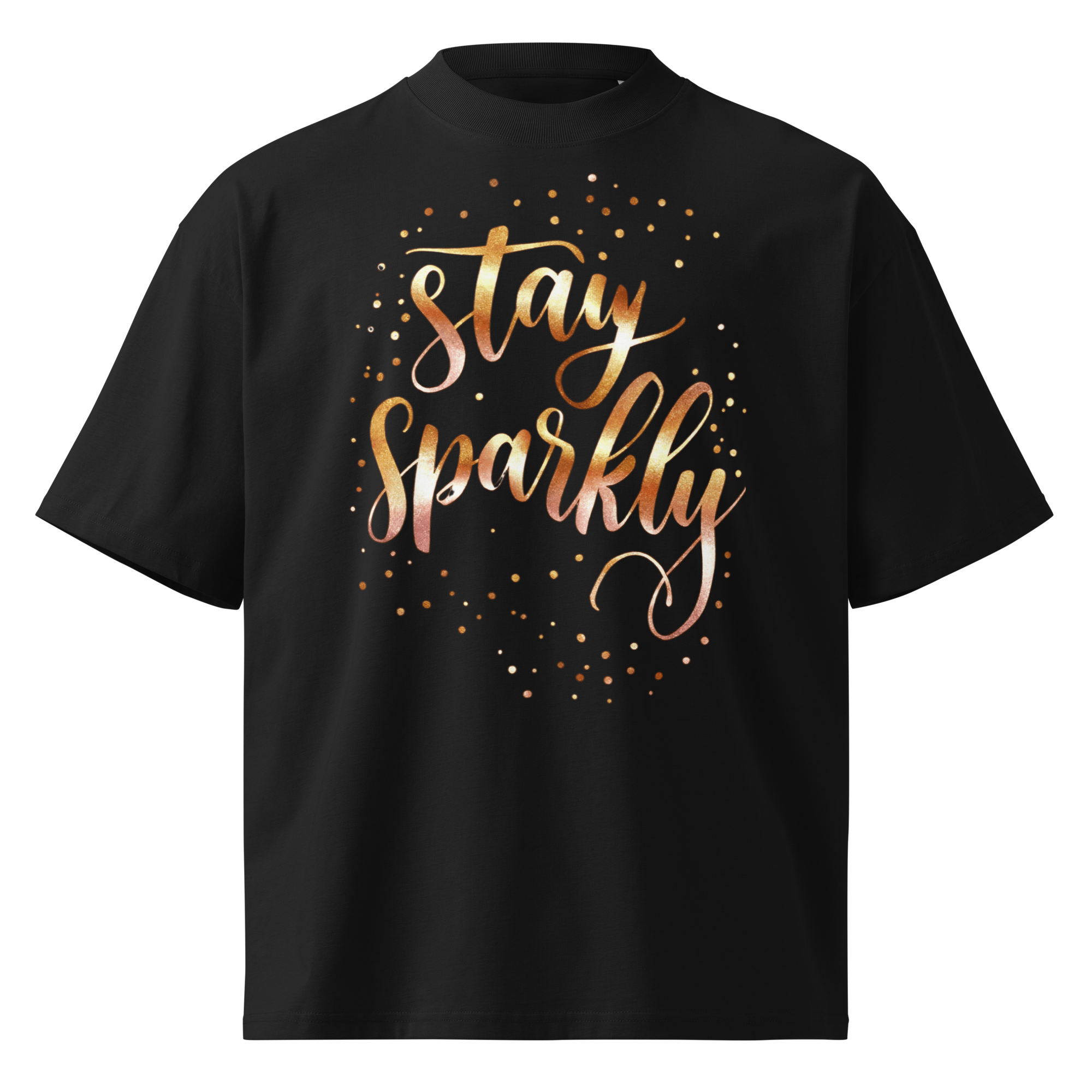 Unisex organic oversized high neck - "Stay Sparkly" t-shirt