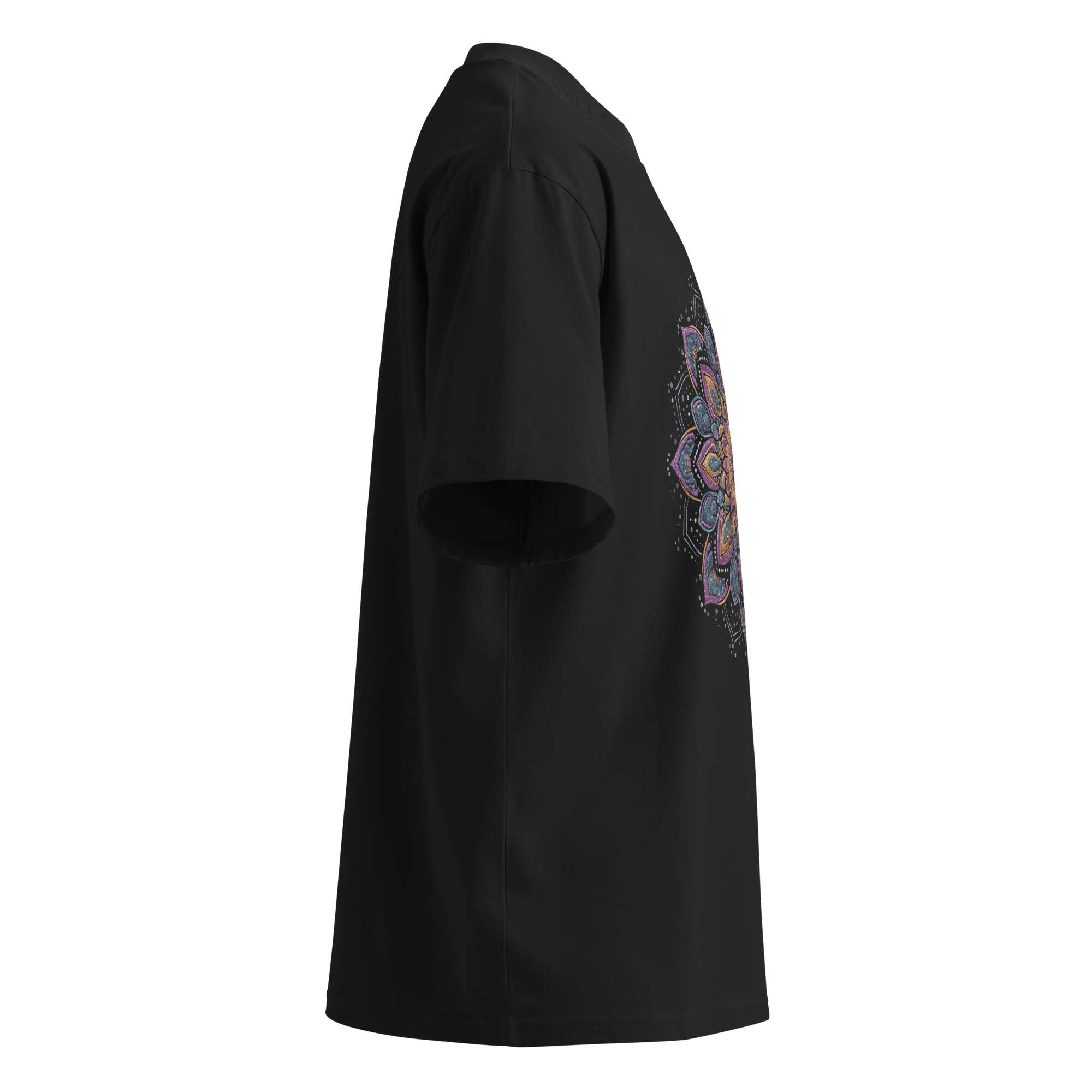 Unisex organic oversized high neck - "Starburst Mandala" t-shirt - Image 2