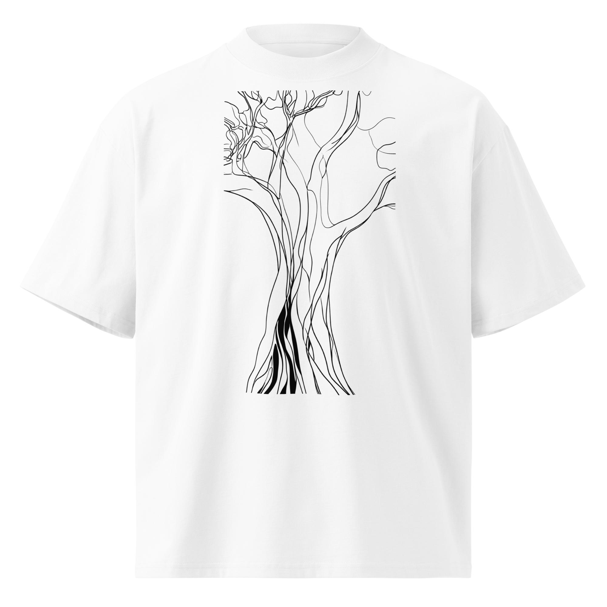 Unisex organic oversized high neck - "Geo-Pine Sharp Angle" t-shirt